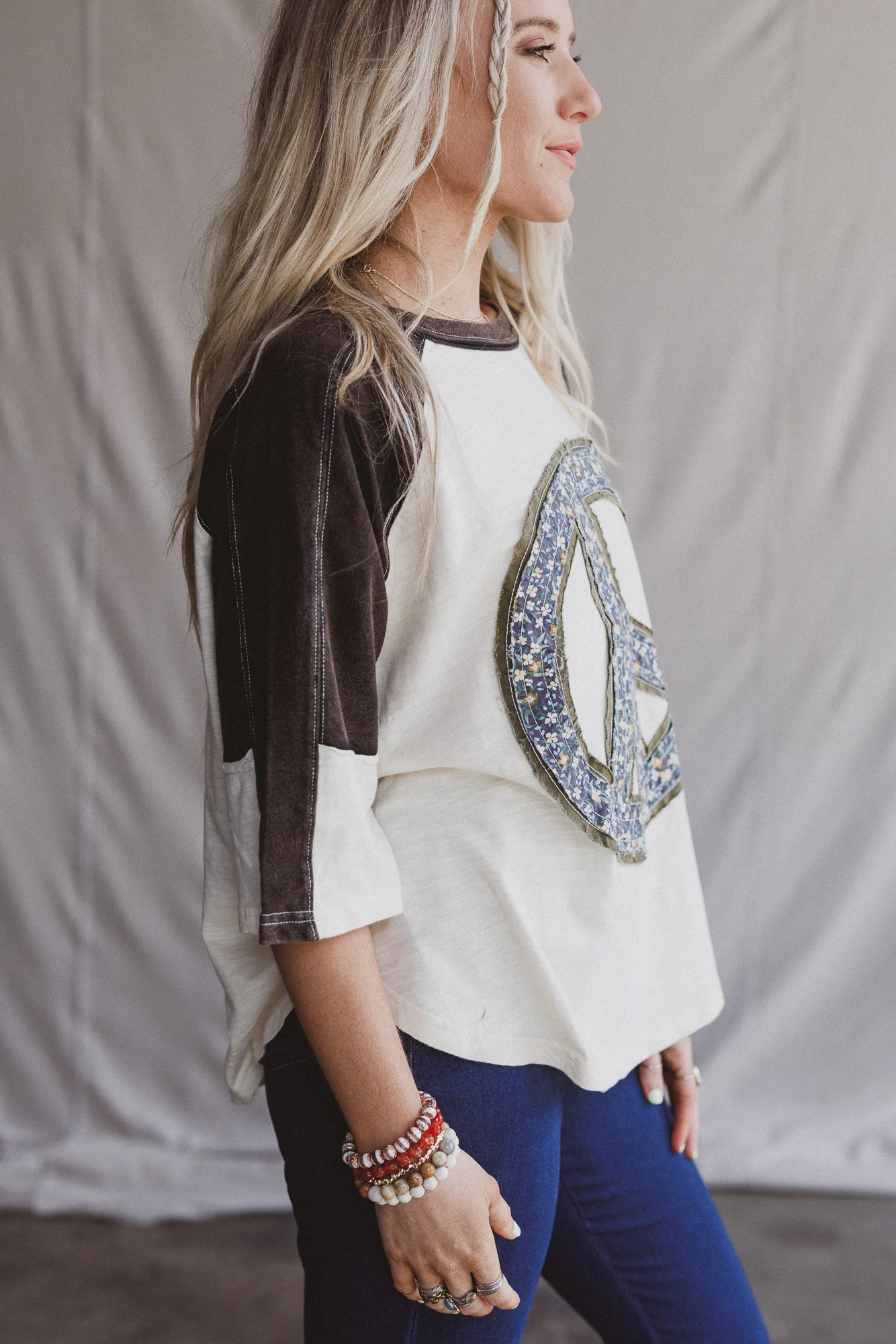 The Nest Peaceful Contrast Top - Navy Ivory - Image 4