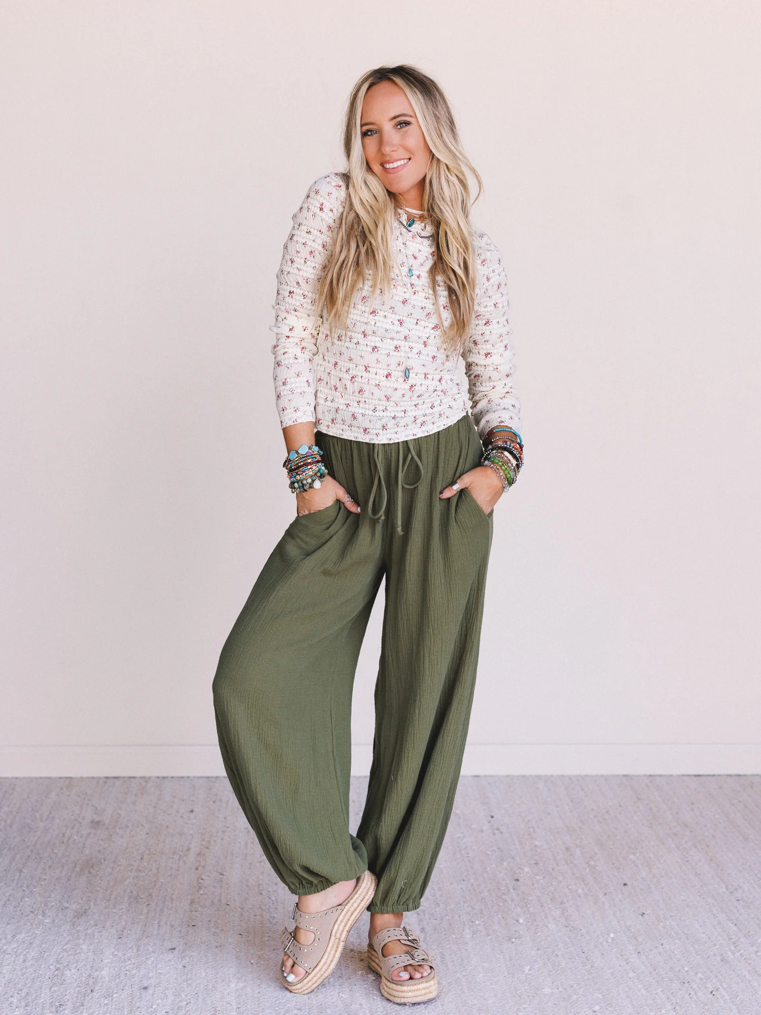 Peach Blossom Floral Top - Cream - Image 3