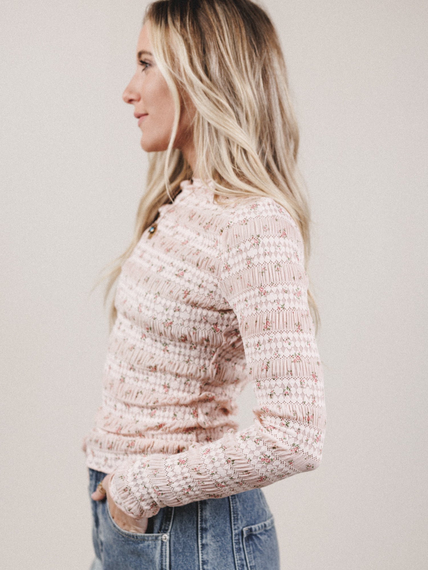 Peach Blossom Floral Top - Peach - Image 3