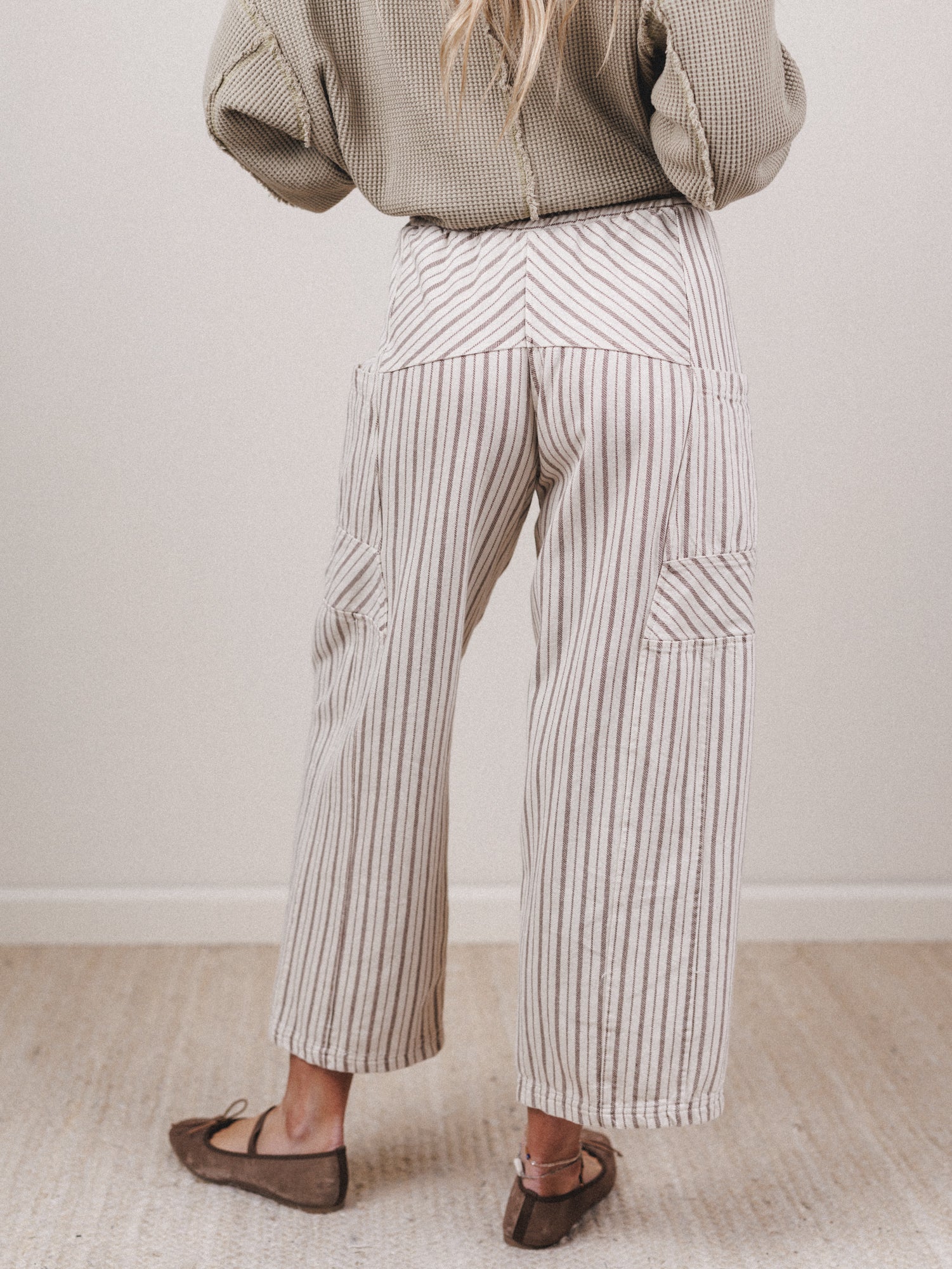Percy Striped Barrel Jeans - Taupe - Image 5