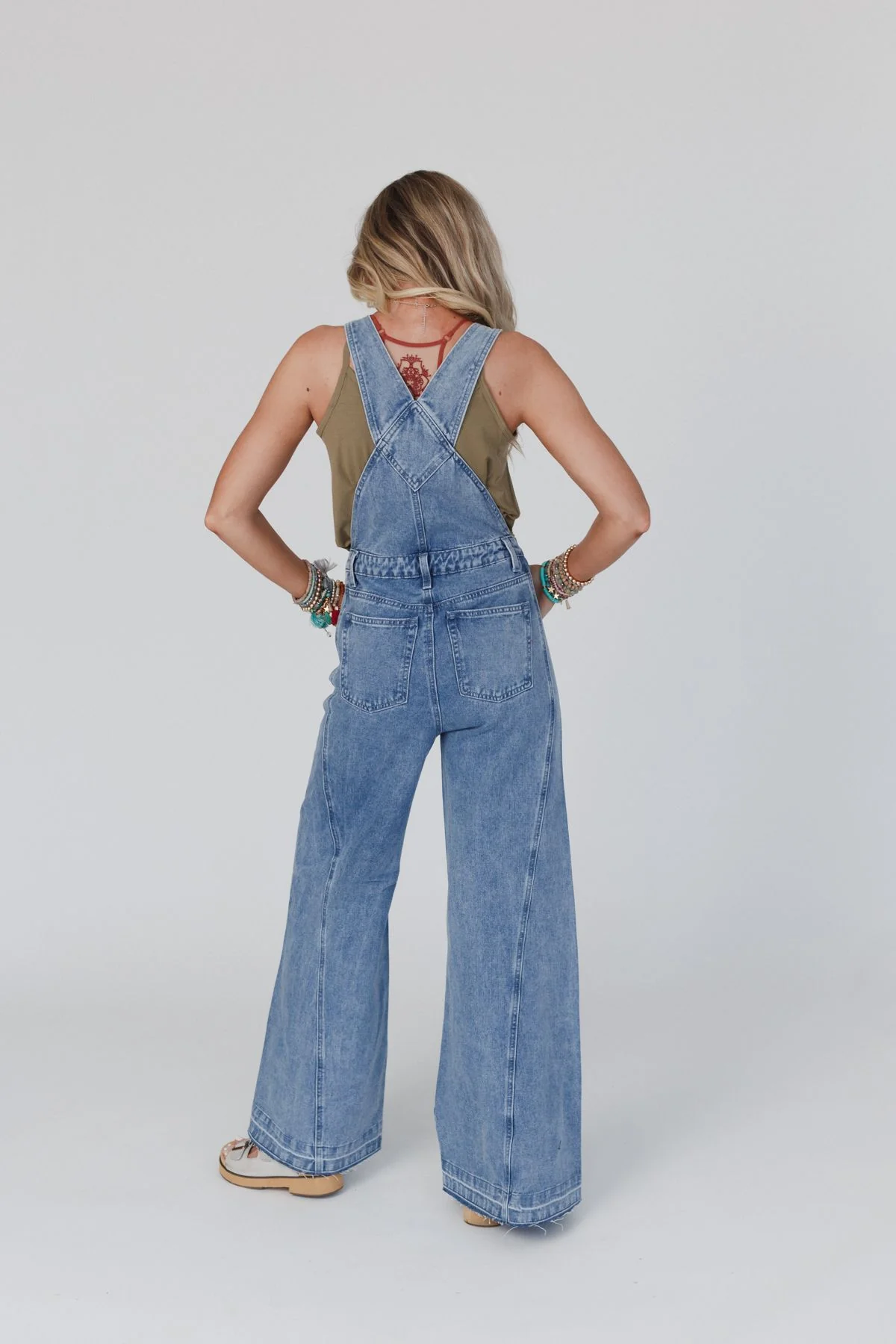 Perfect Throwback Wide Leg Overalls - Light Denim - Image 8
