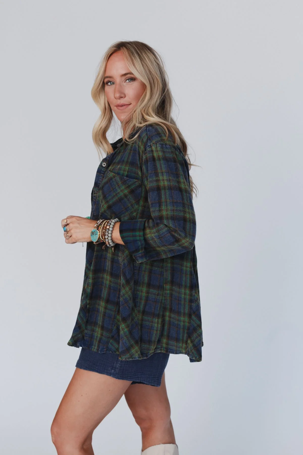 Perfectly Plaid Button Down Shirt - Green - Image 6
