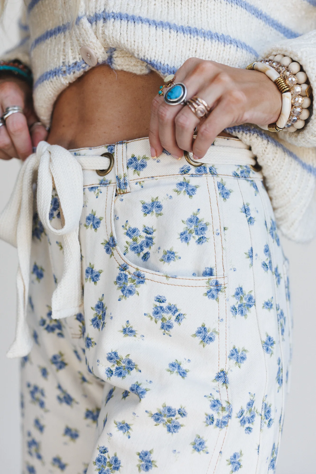 Petal Blue Barrel Leg Pants - Denim - Image 3