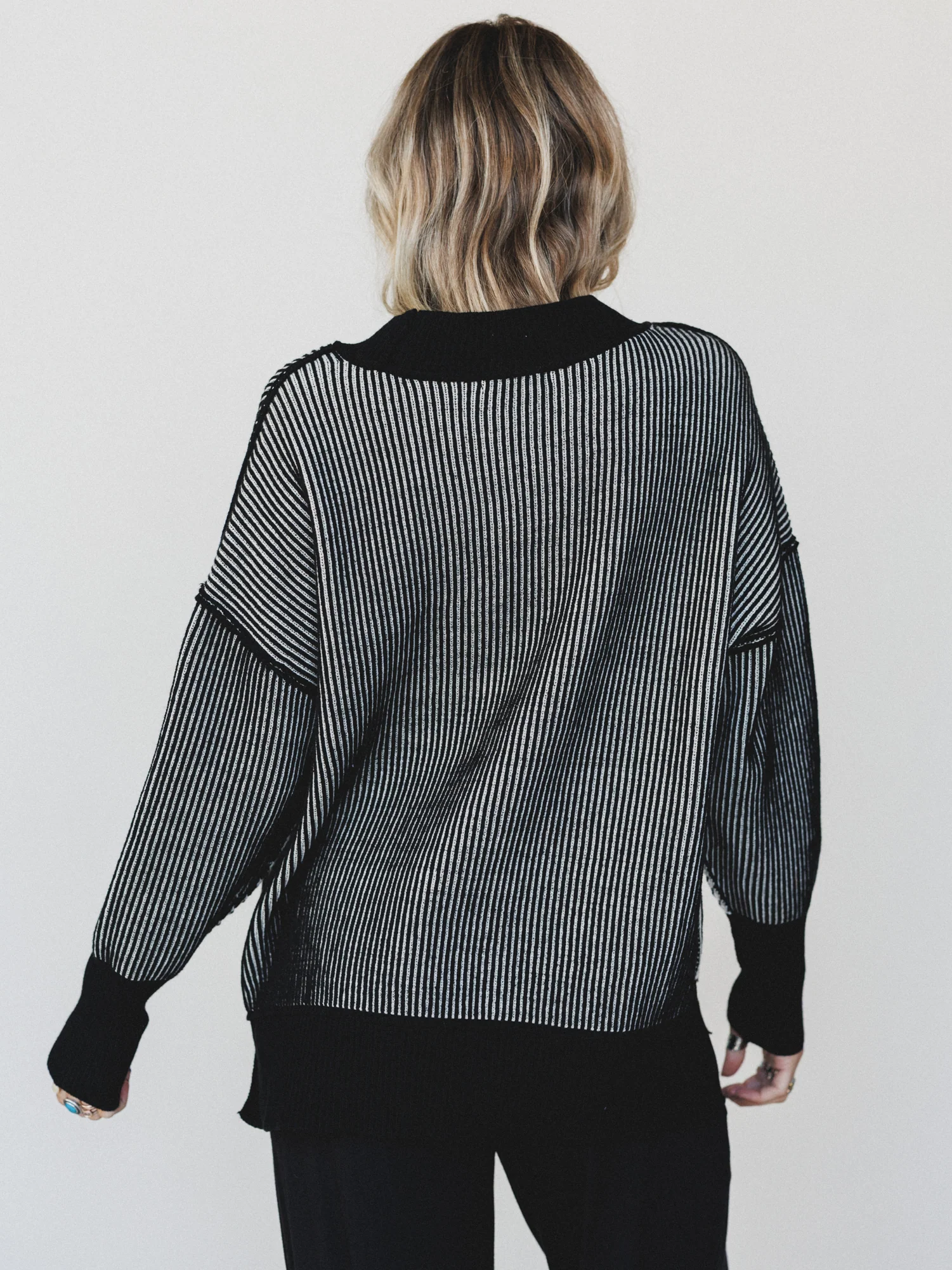 Peyton Striped Sweater - Black - Image 5