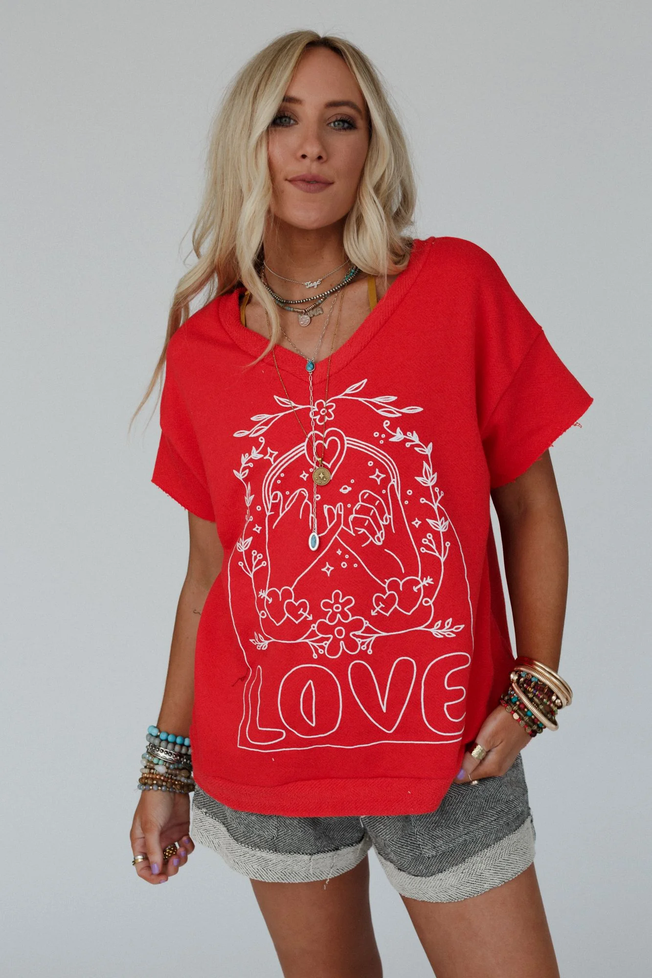 Pinky Promise Graphic Tee - Red - Image 2