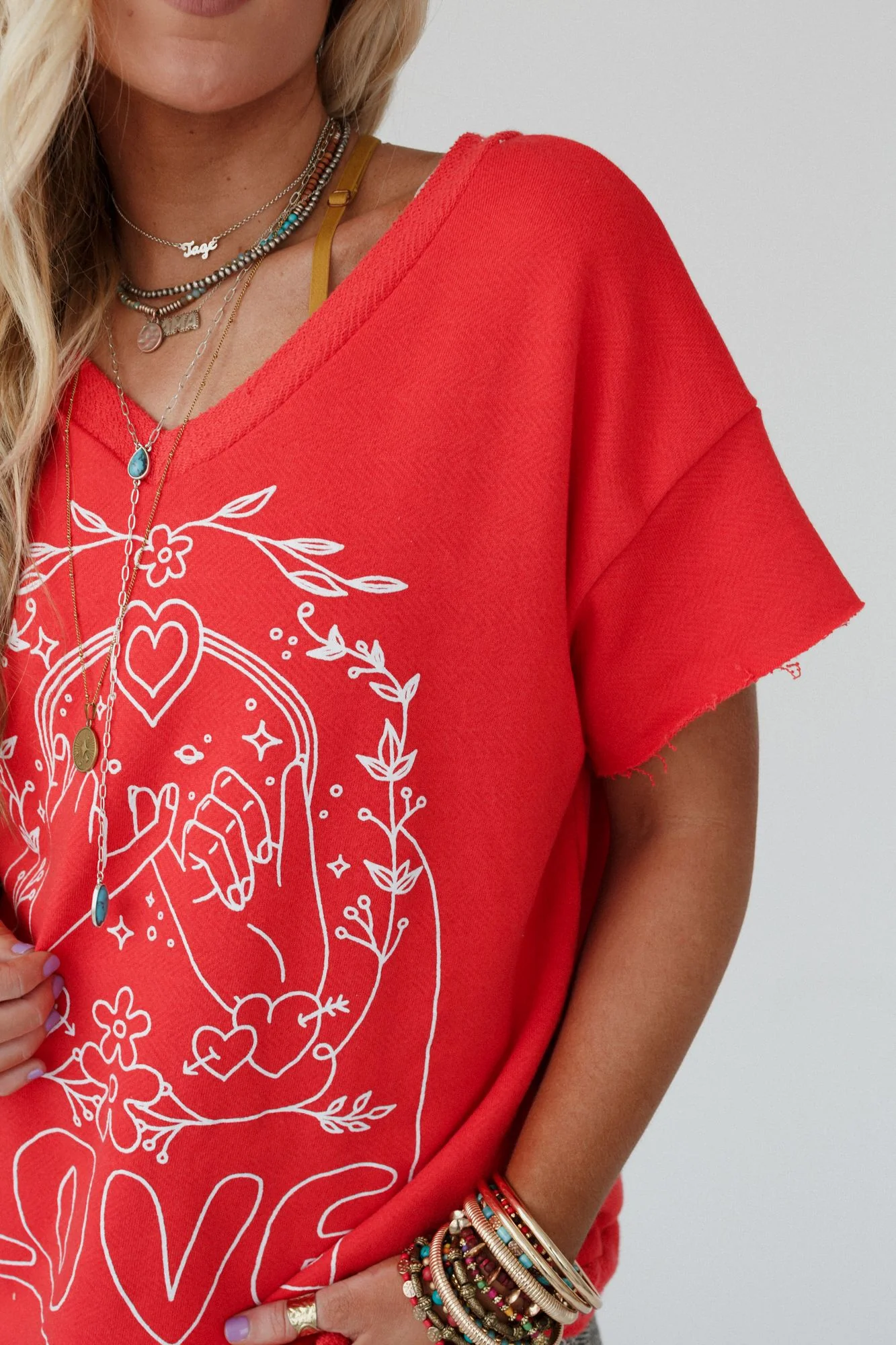 Pinky Promise Graphic Tee - Red - Image 4