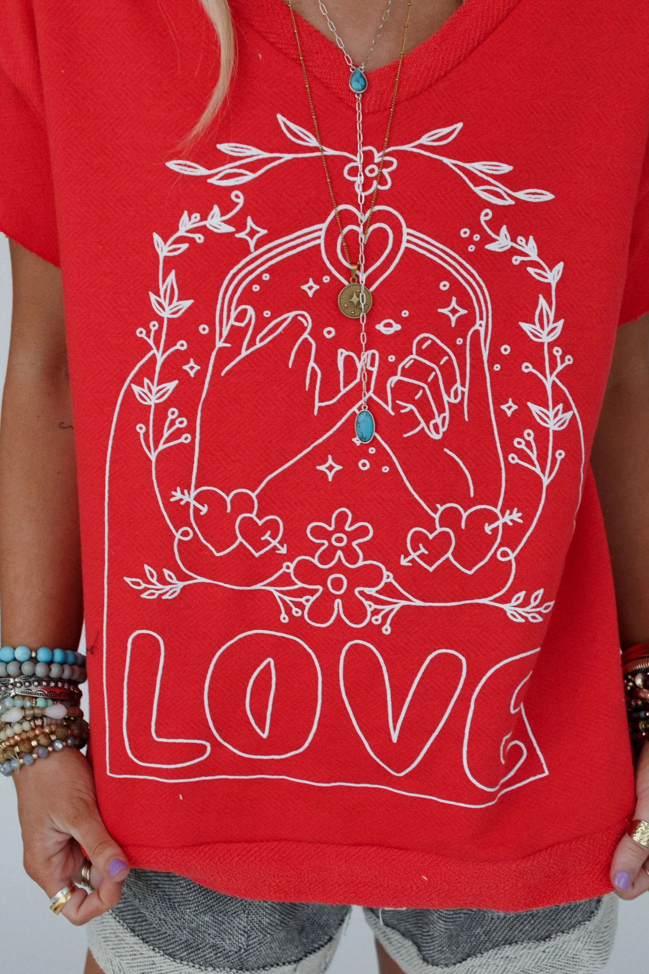 Pinky Promise Graphic Tee - Red - Image 9