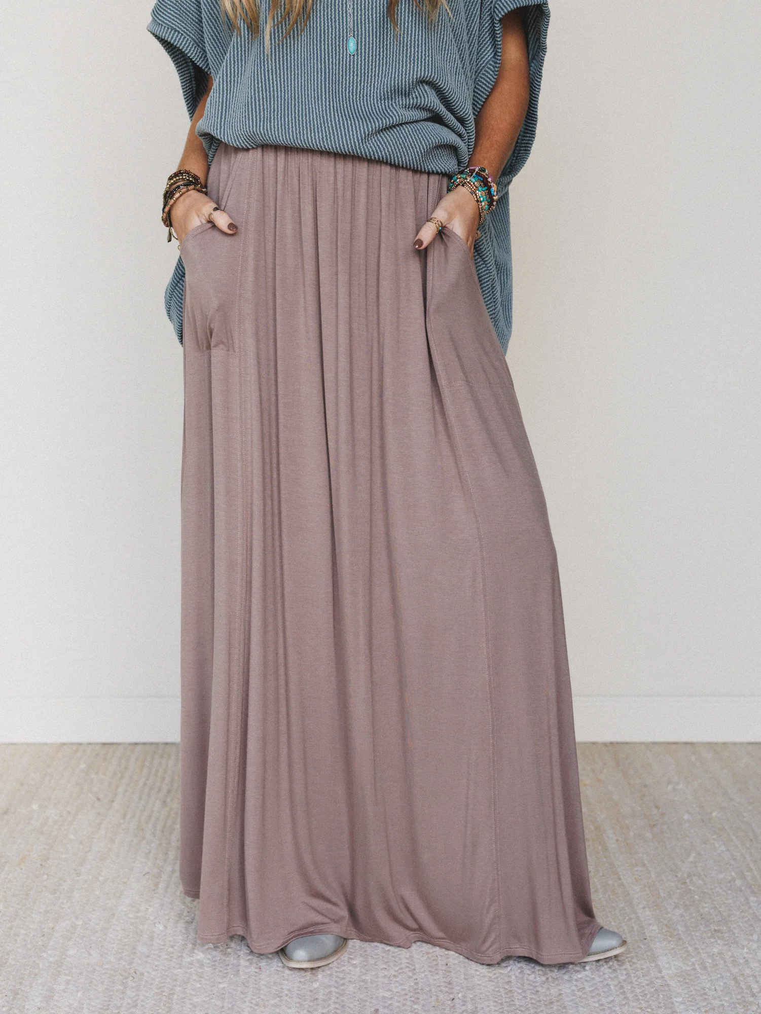 The Perfect Pocketed Maxi Skirt - Mocha - Pre Order