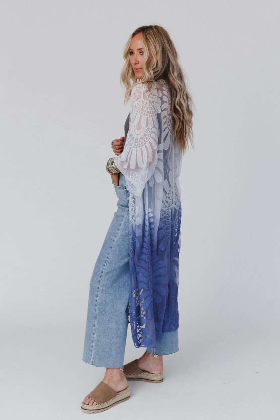 Poolside Ombre Lace Kimono - Periwinkle - Image 3