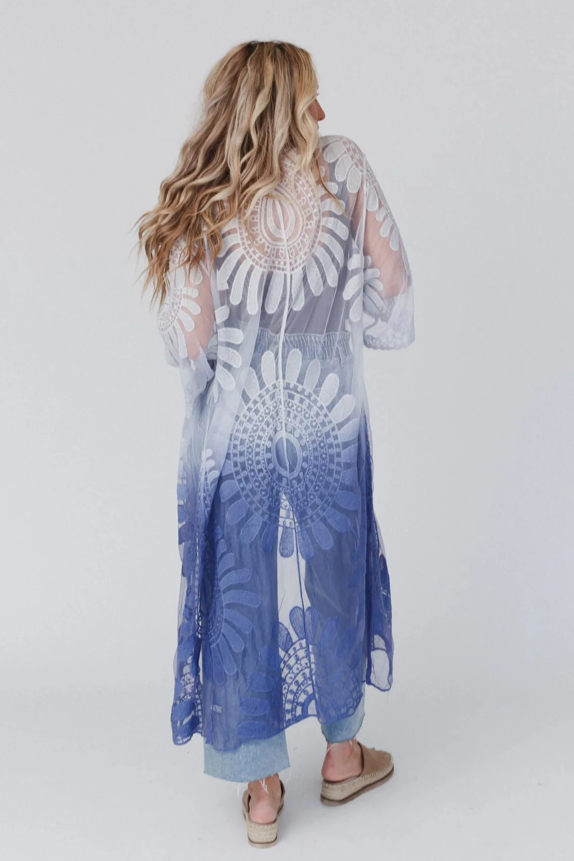 Poolside Ombre Lace Kimono - Periwinkle - Image 5