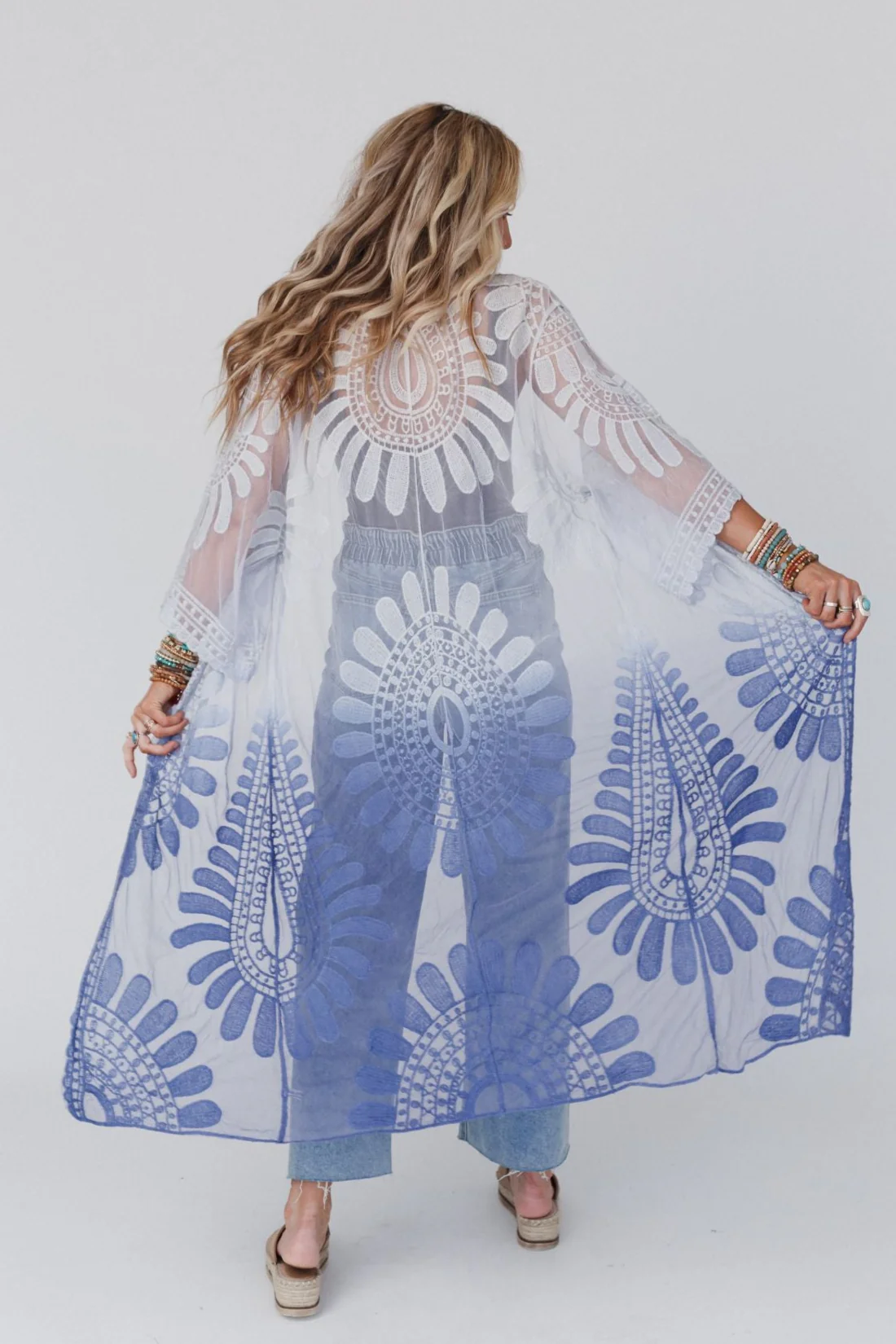 Poolside Ombre Lace Kimono - Periwinkle - Image 6