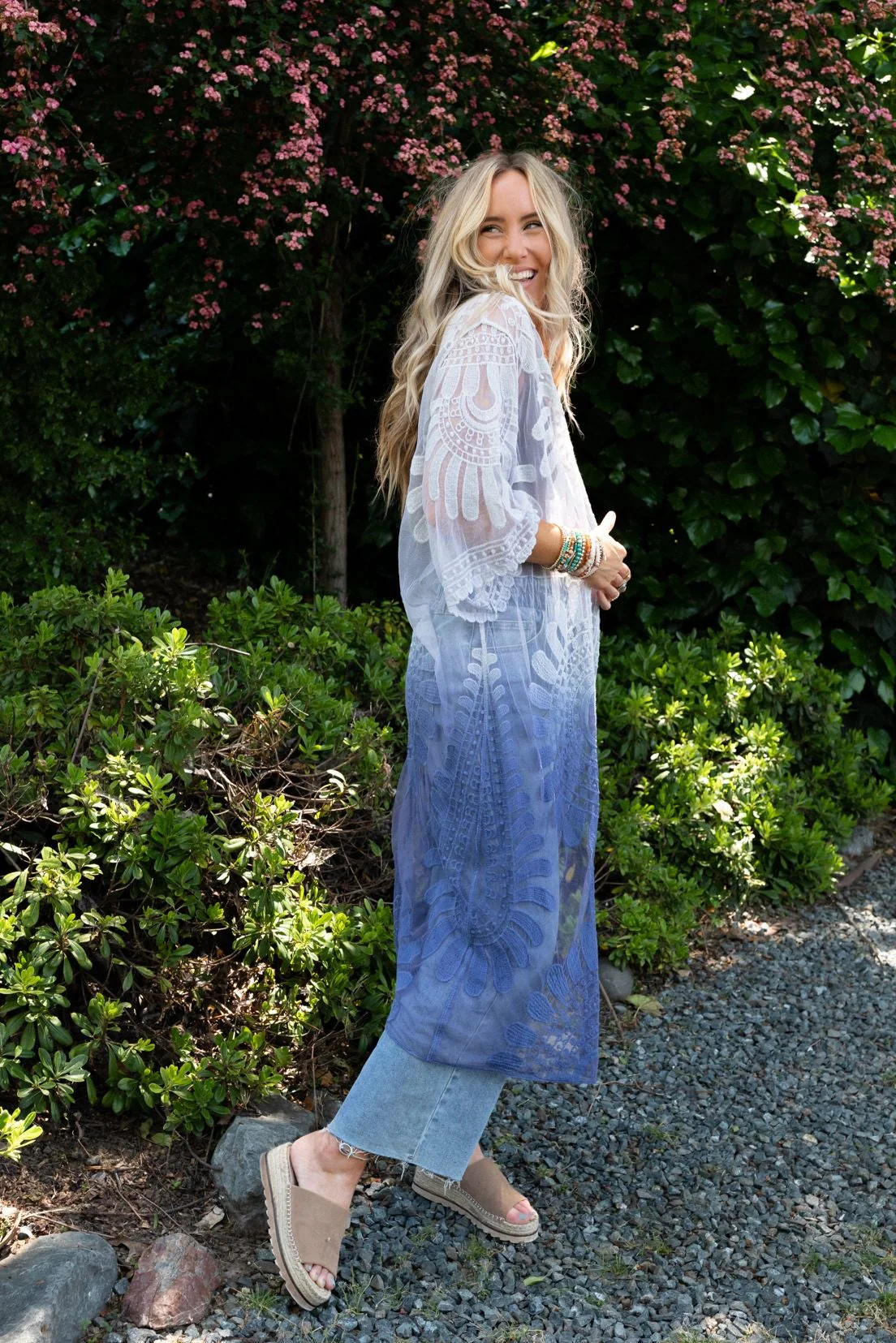 Poolside Ombre Lace Kimono - Periwinkle - Image 7