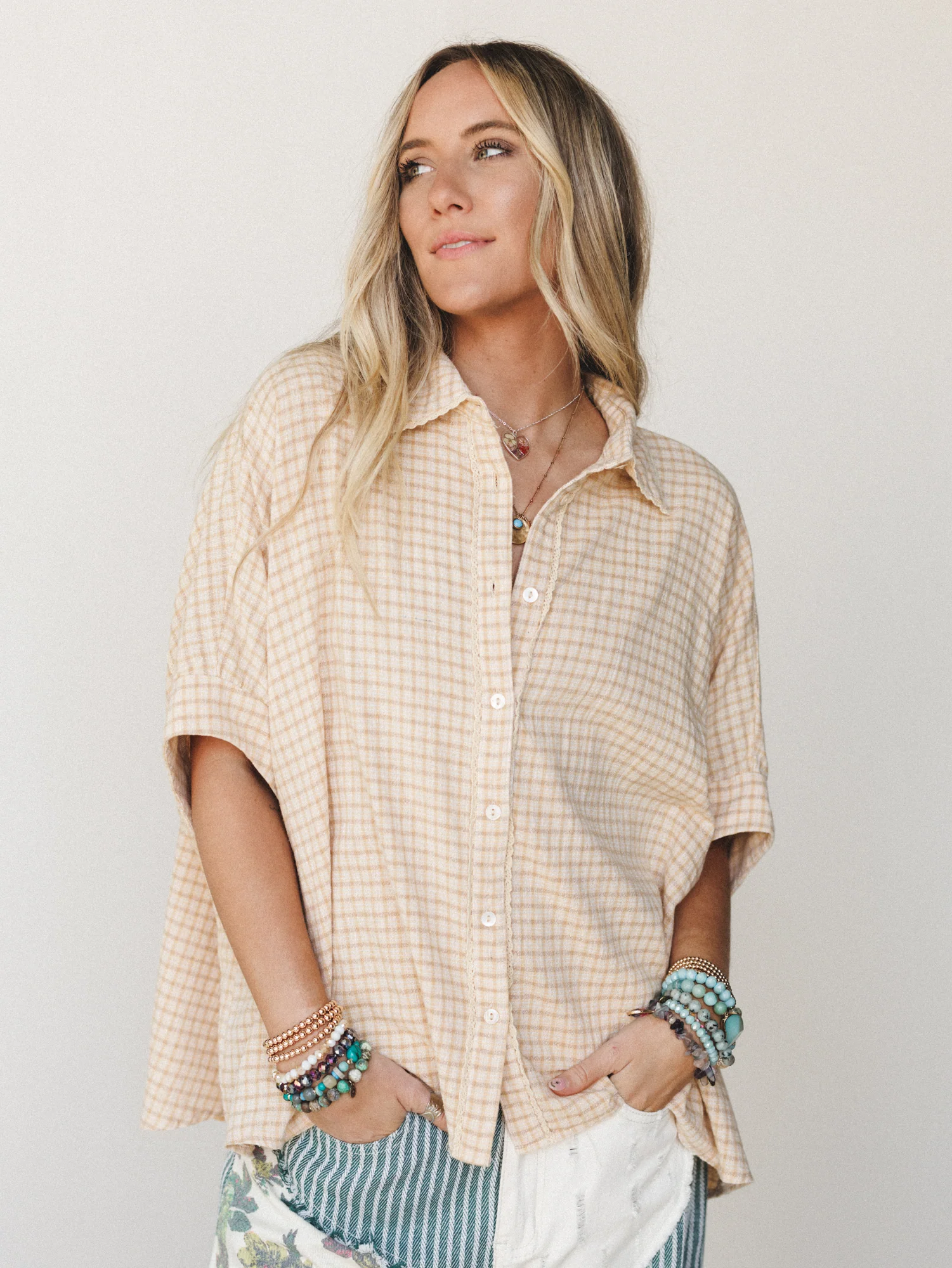 Poppy Button Down Blouse - Mustard - Image 2