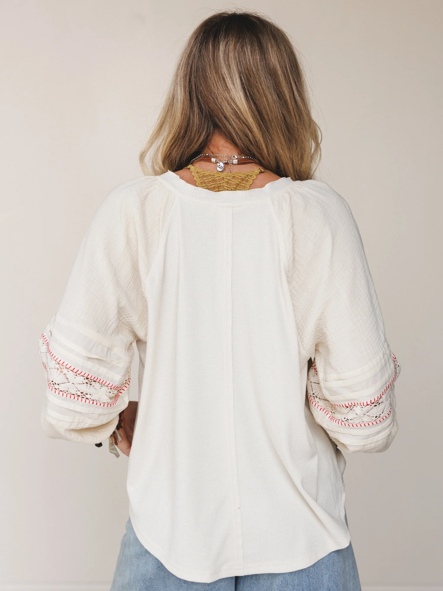 Poppy Fields Embroidered Top - Natural - Image 3