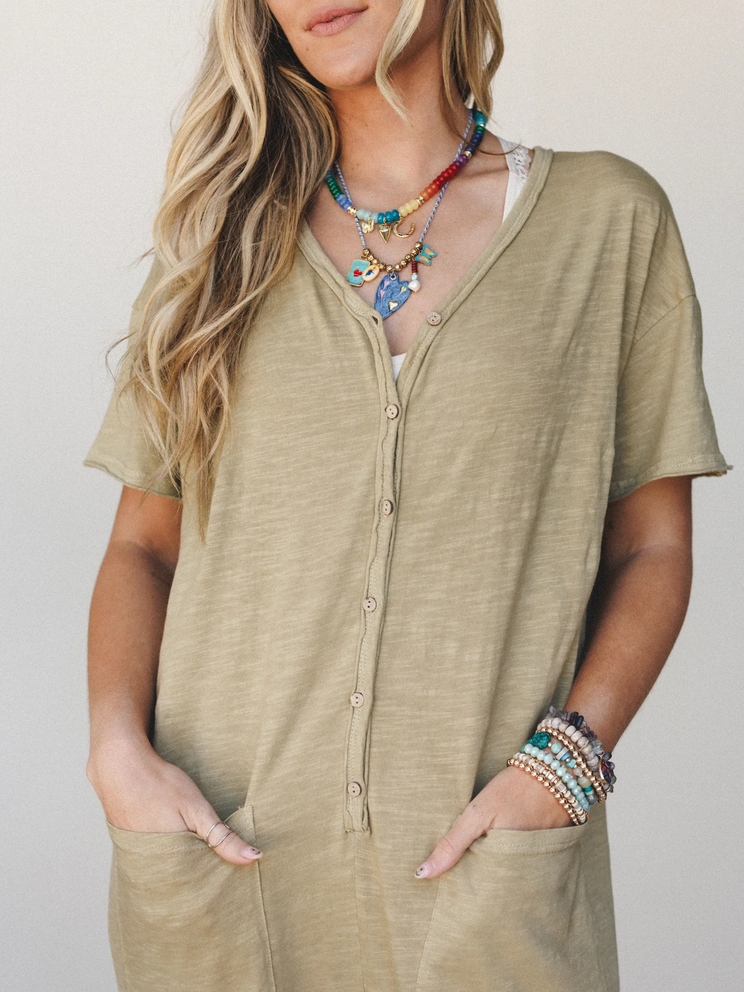 Posy Jumpsuit - Faded Olive - Image 3