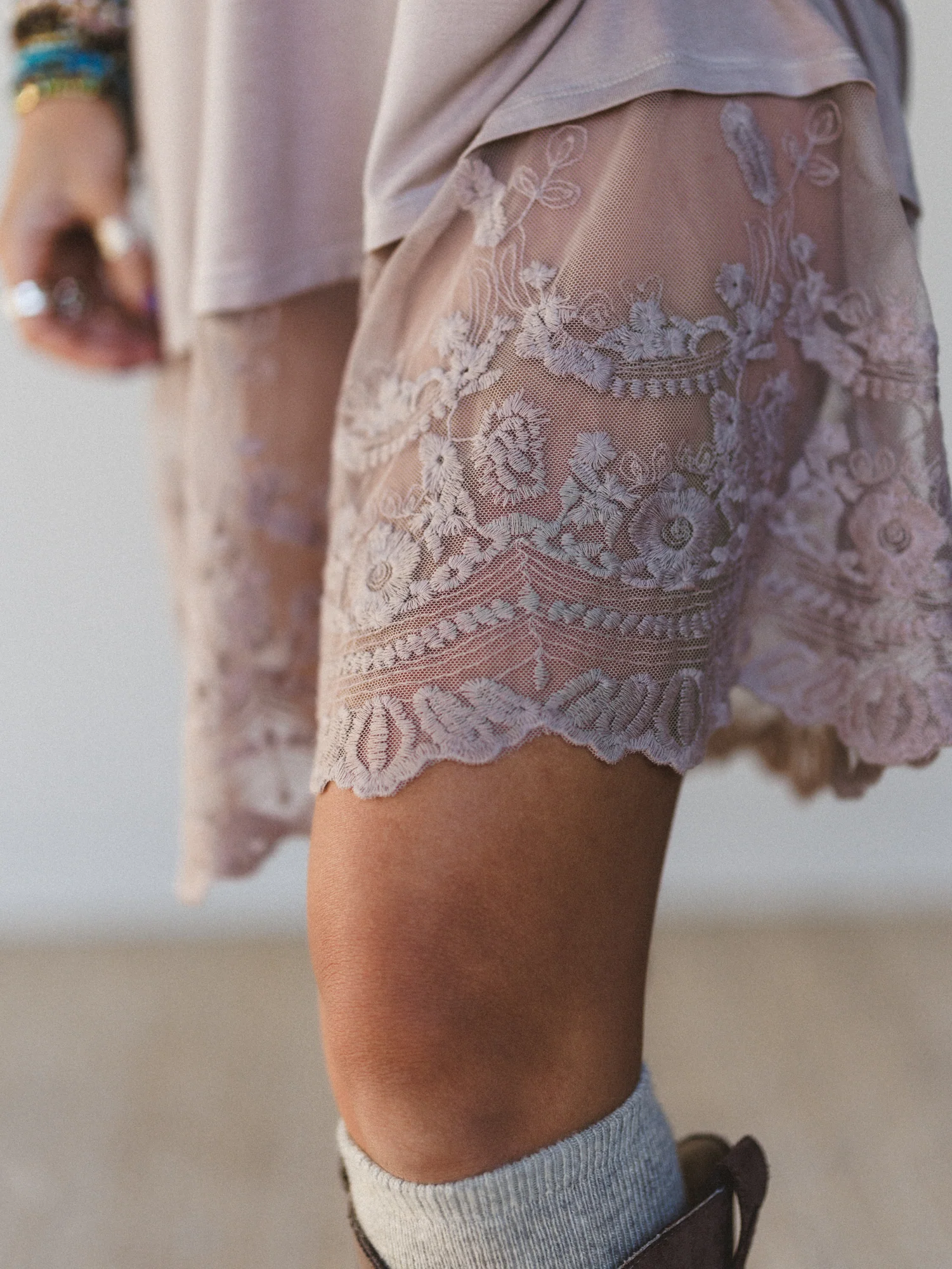Prima Lace Hem Slip - Mocha - Image 3
