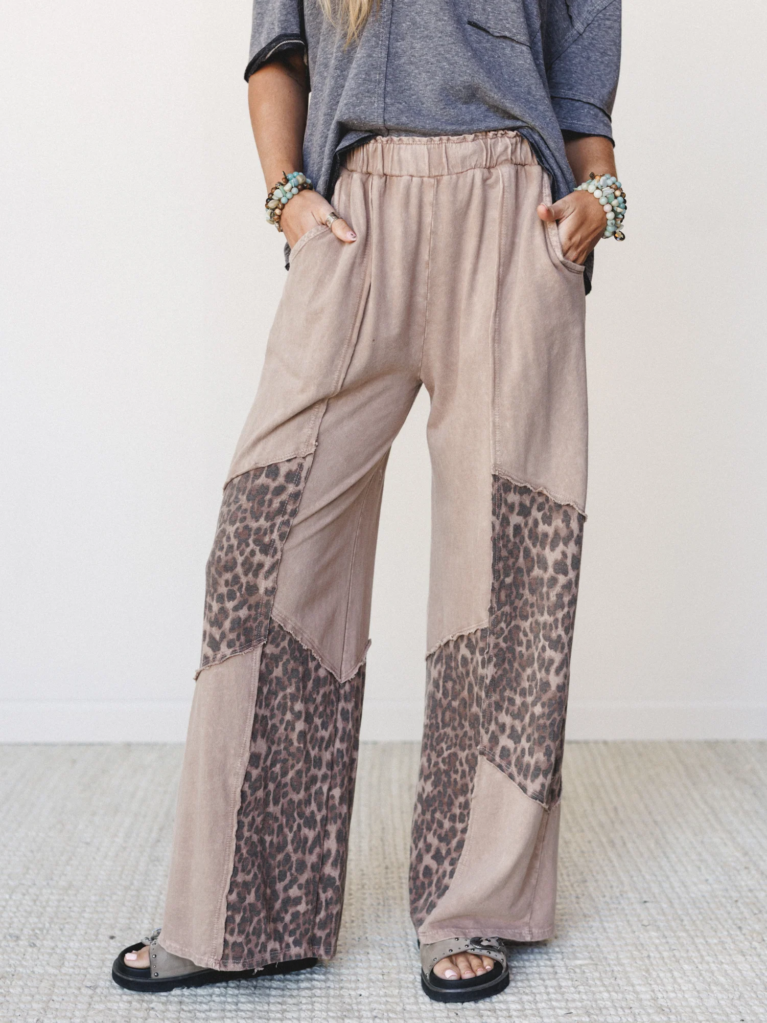 Printed Spirit Wide Leg Pants - Latte