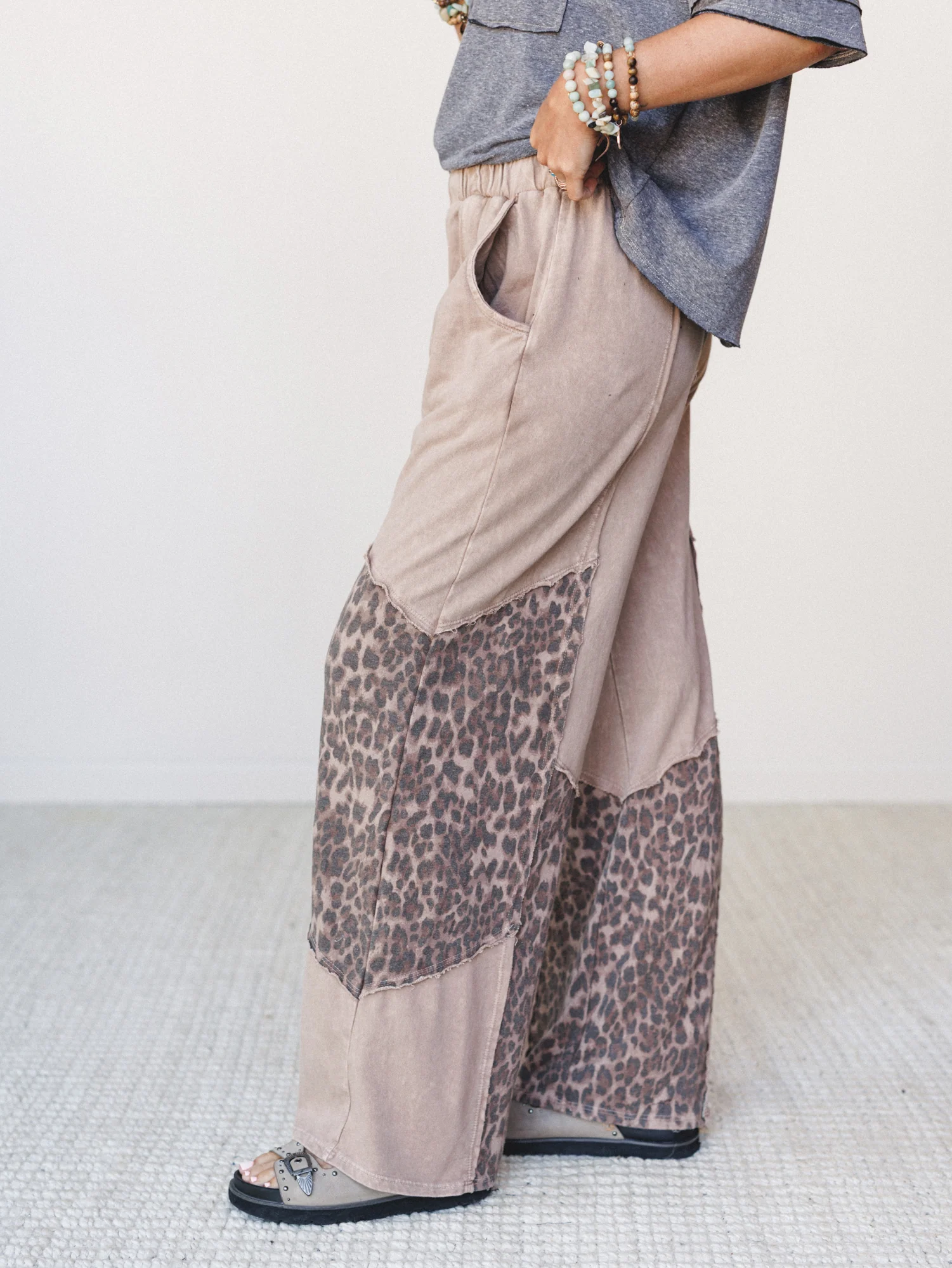 Printed Spirit Wide Leg Pants - Latte - Image 2