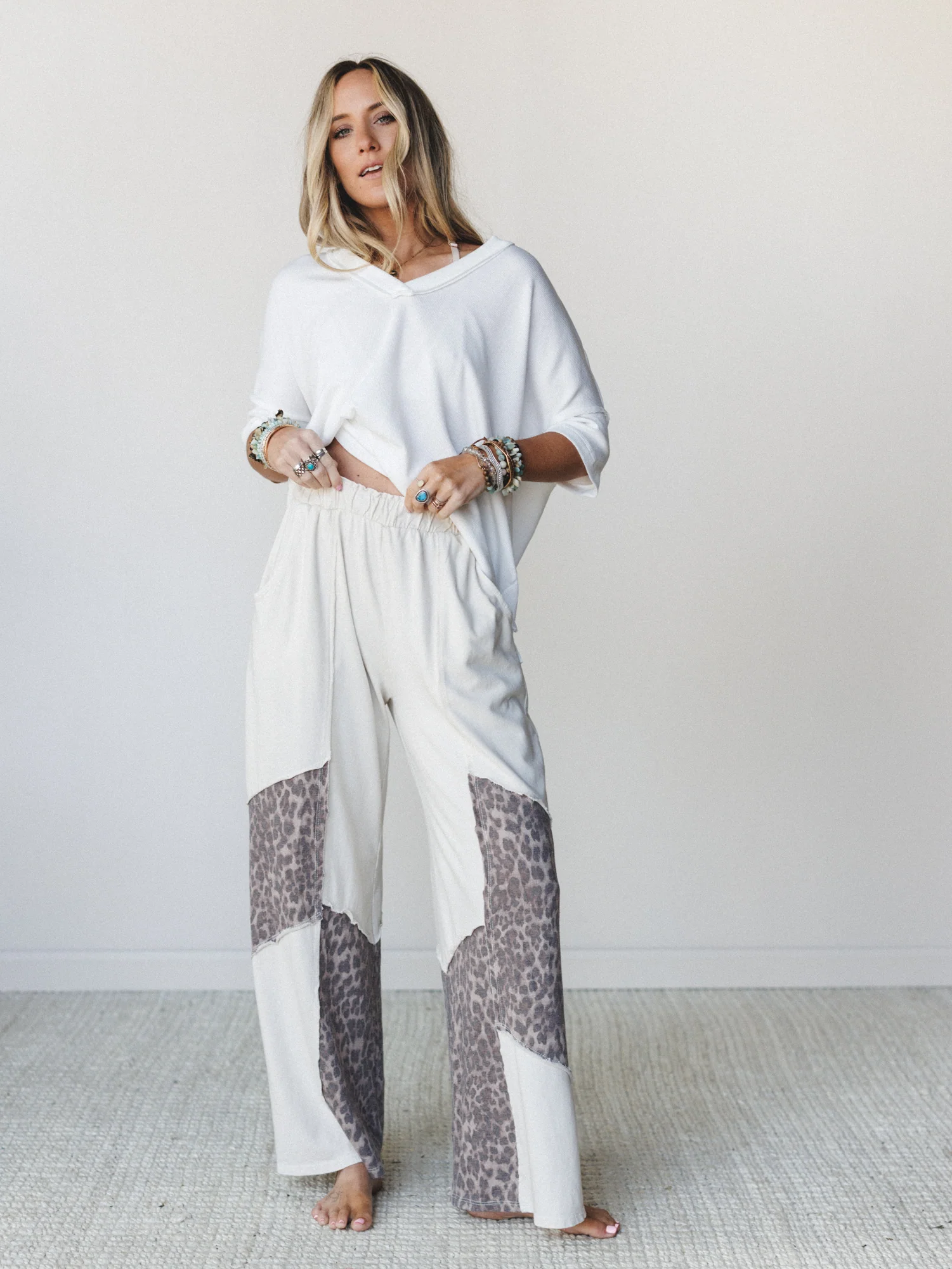 Printed Spirit Wide Leg Pants - Natural - Image 4