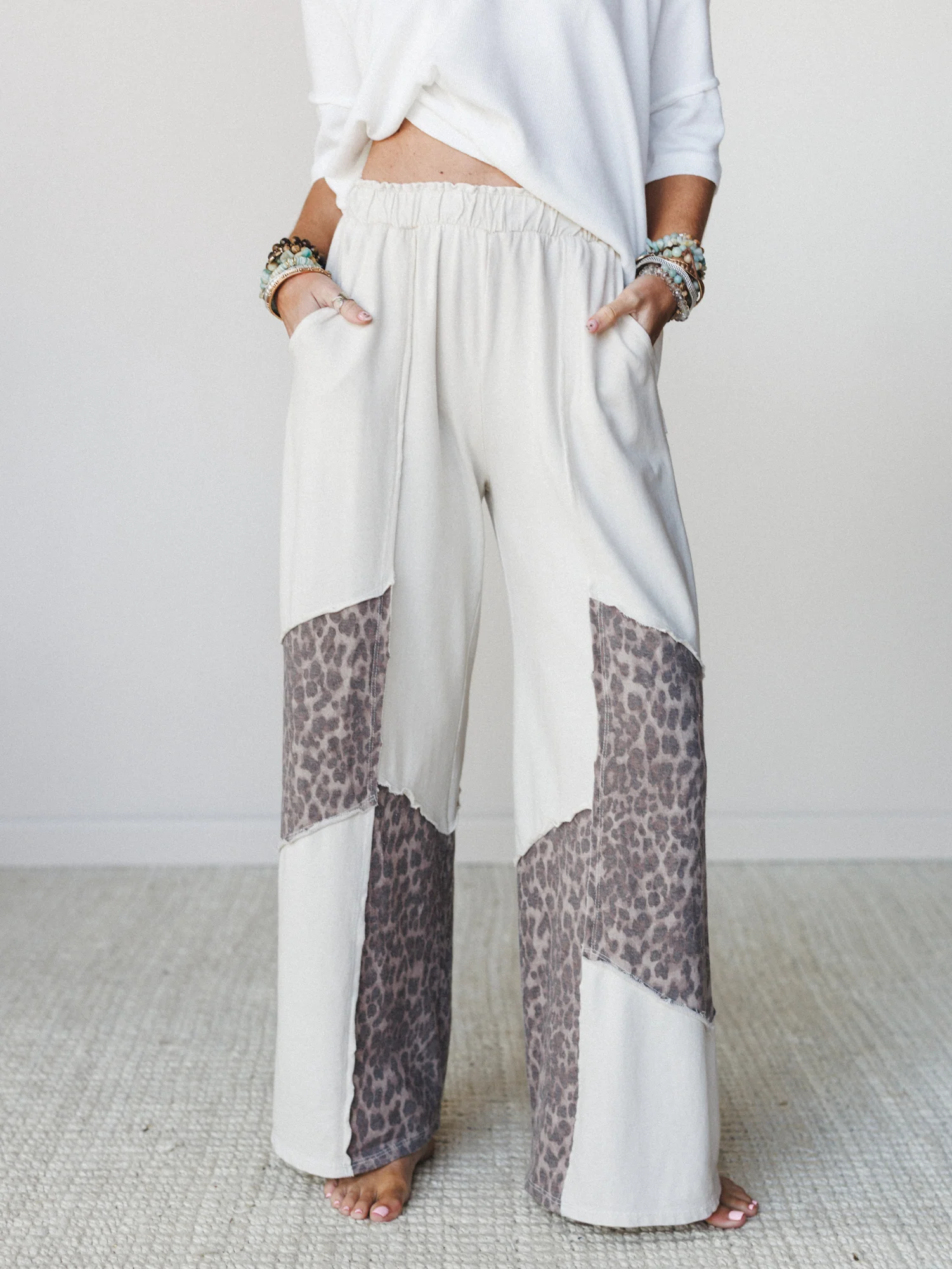 Printed Spirit Wide Leg Pants - Natural - Image 6