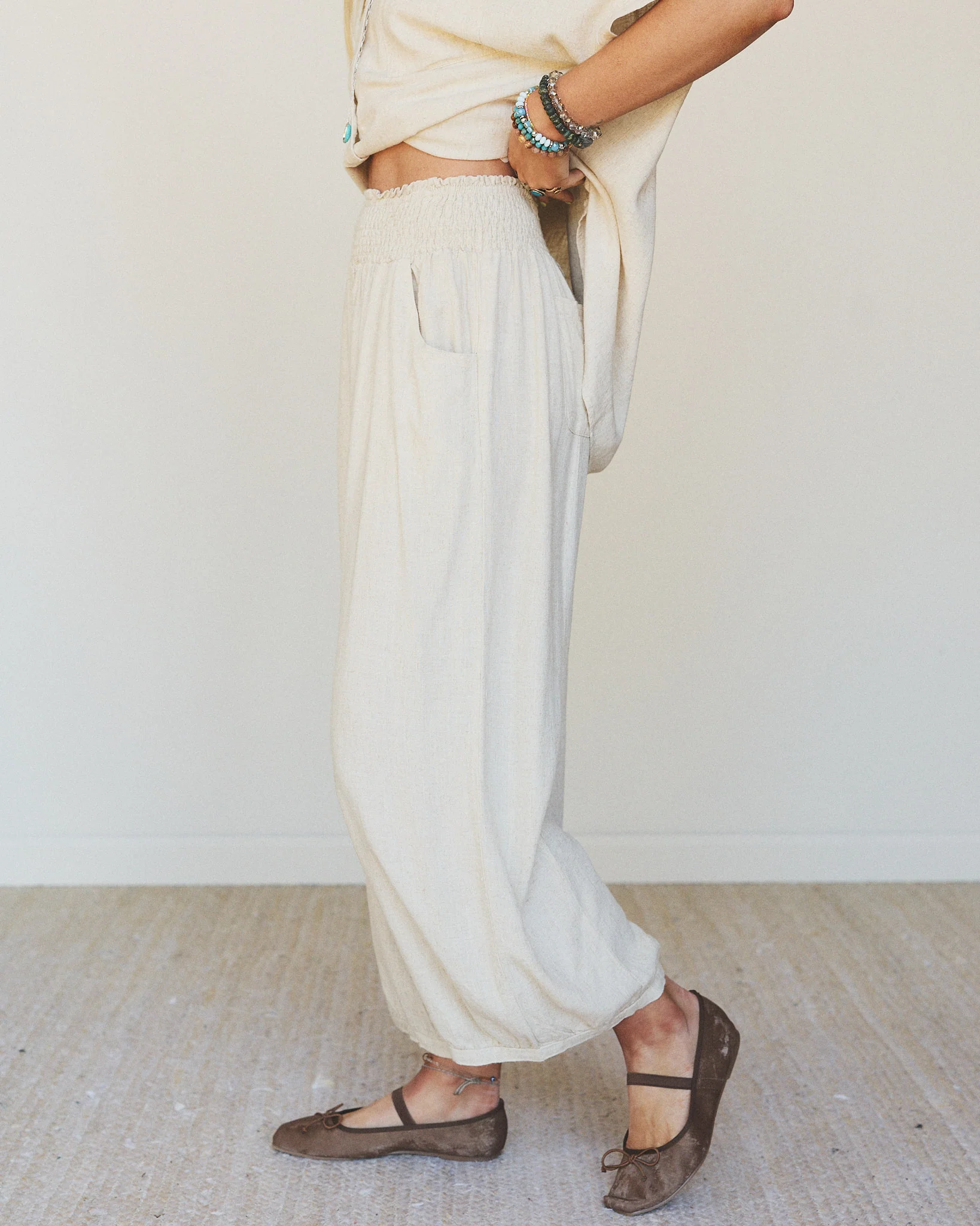 Pure Soul Linen Pants - Oatmeal - Image 2