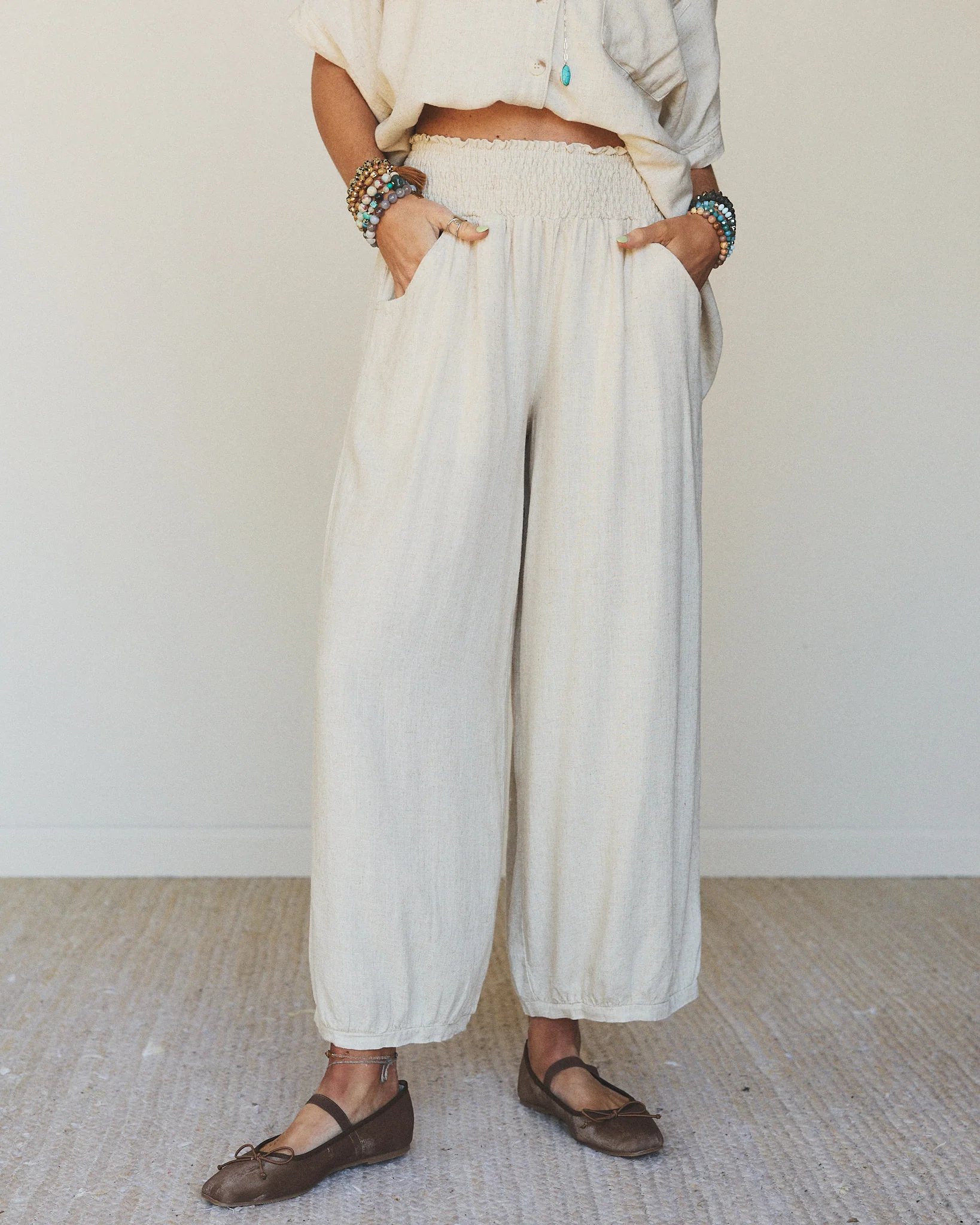 Pure Soul Linen Pants - Oatmeal - Image 5