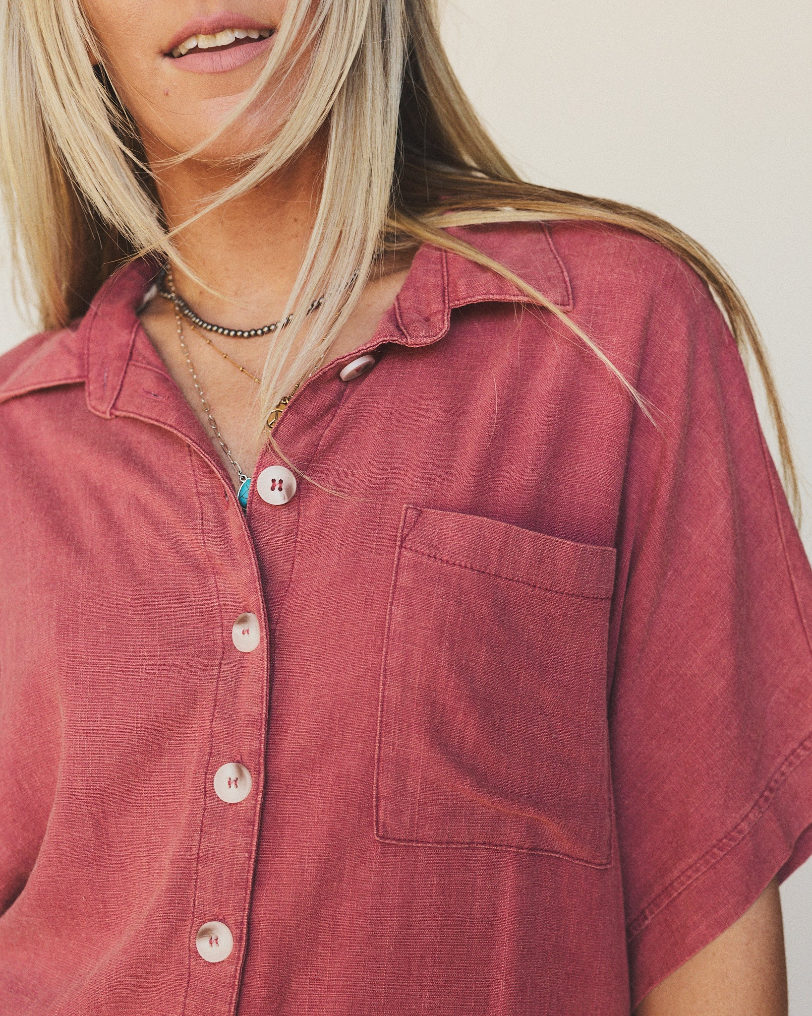 Pure Soul Linen Top - Boho Red - Image 3