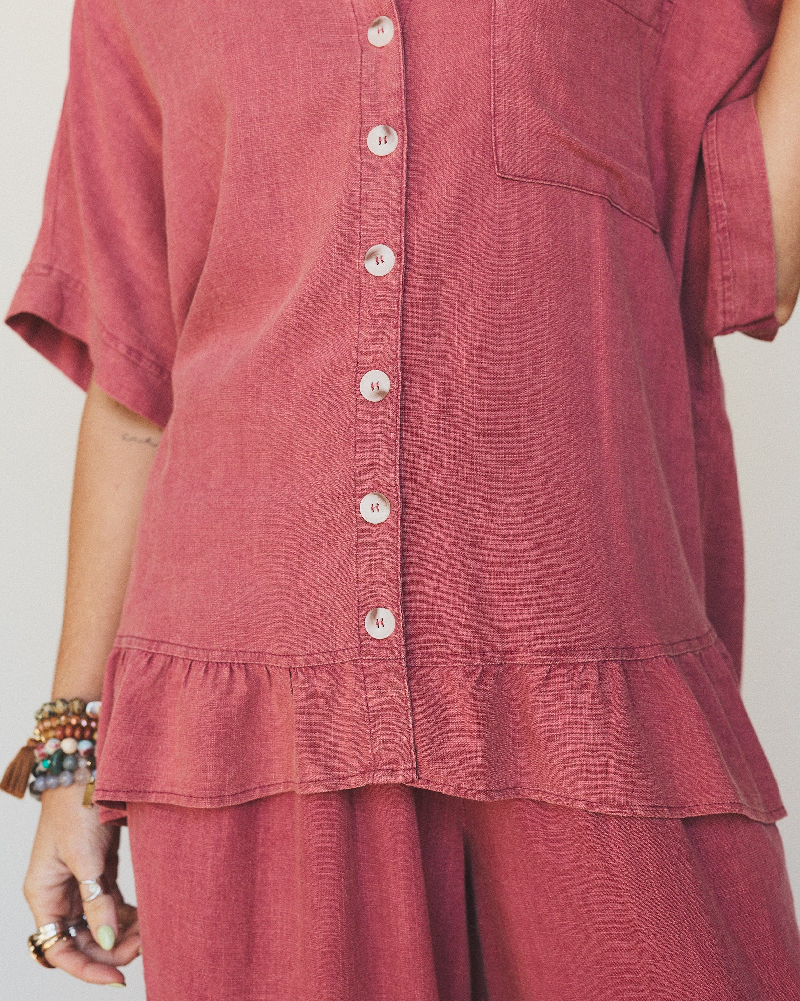 Pure Soul Linen Top - Boho Red - Image 4