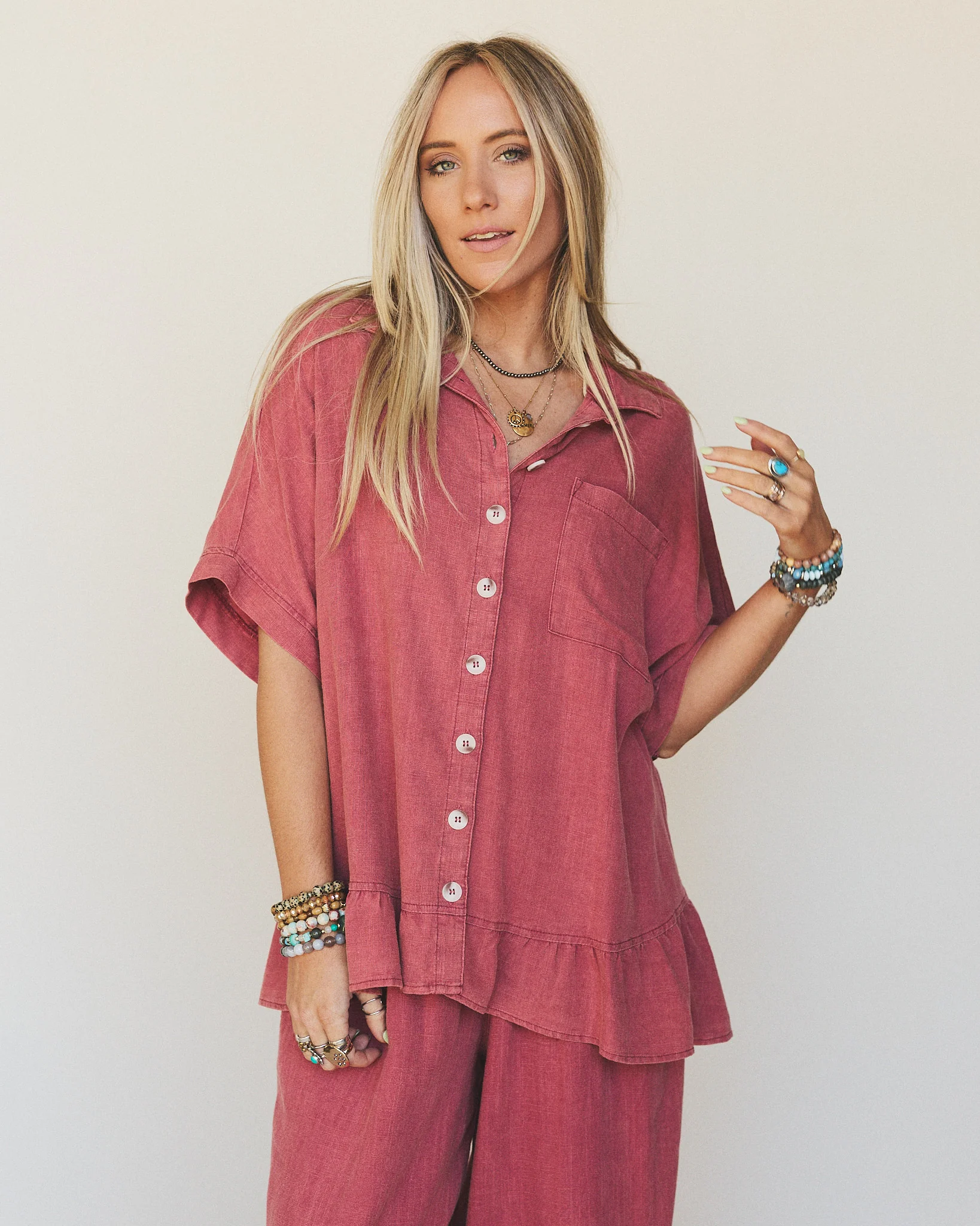 Pure Soul Linen Top - Boho Red - Image 6