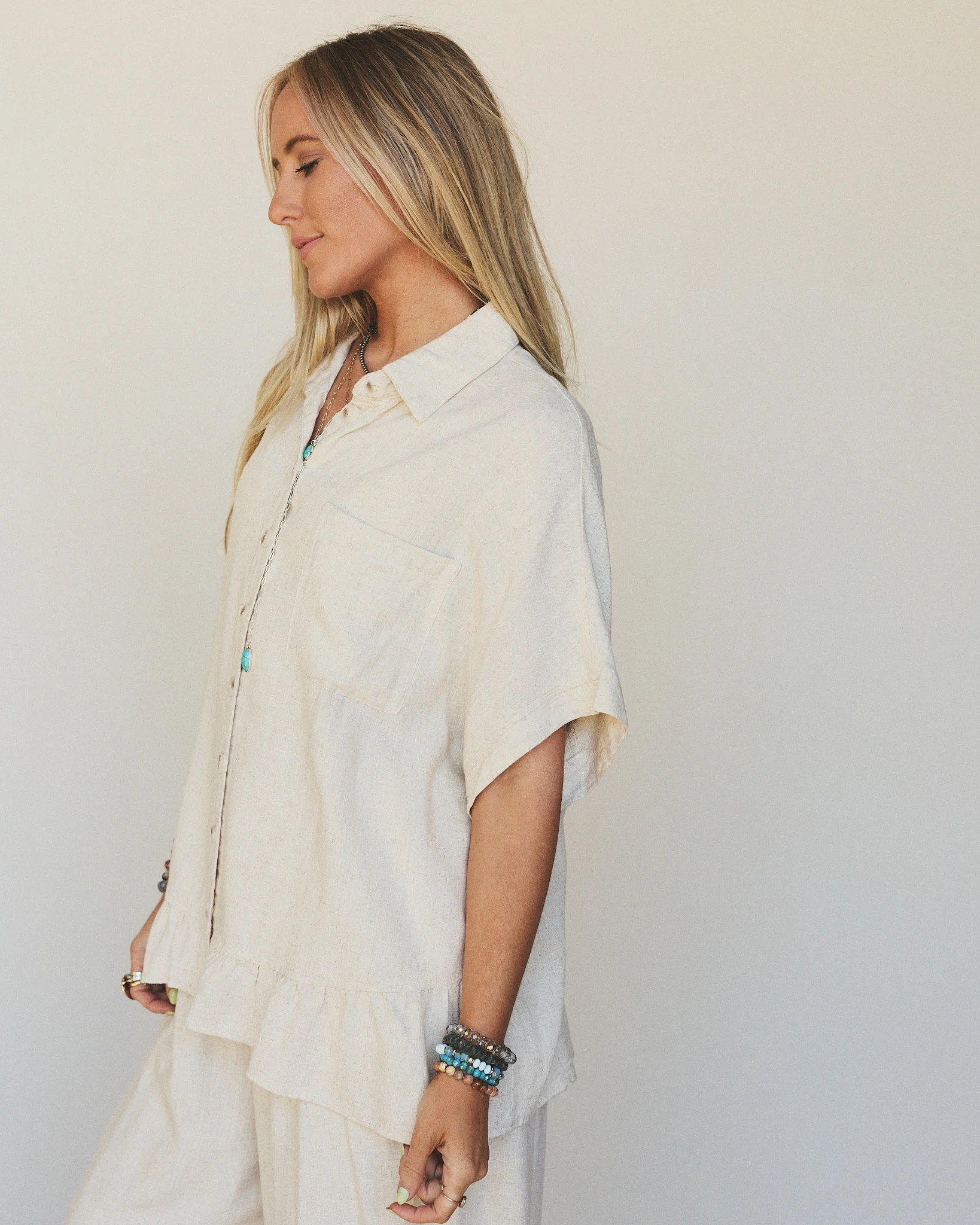 Pure Soul Linen Top - Oatmeal - Image 2