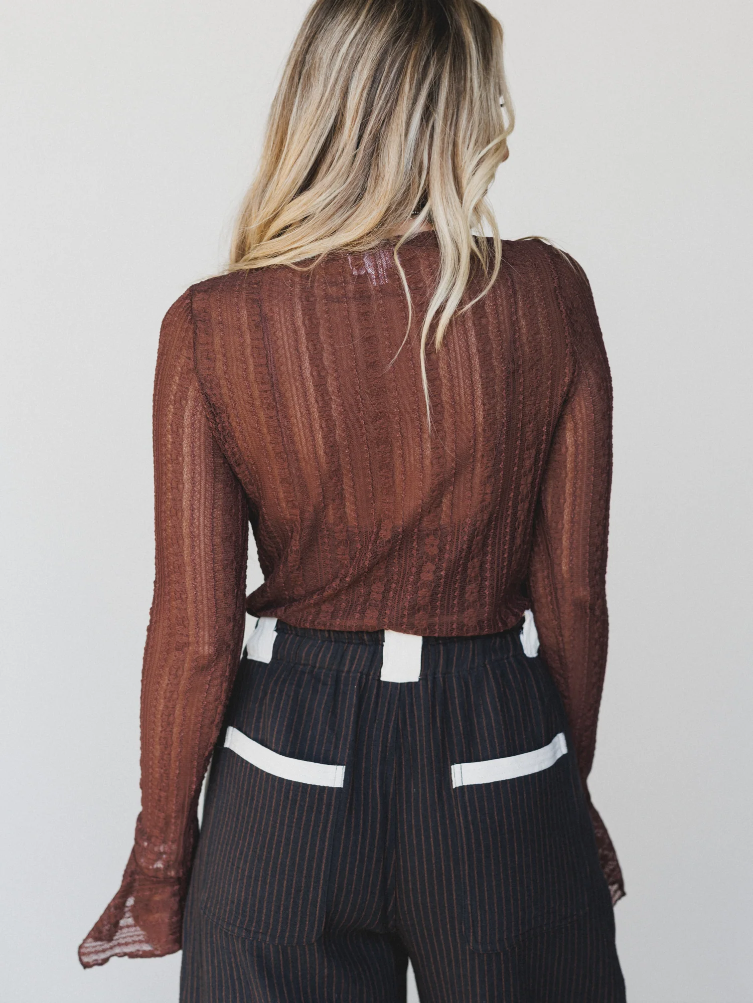 Quaint Darling Lace Long Sleeve Top - Chocolate - Image 7