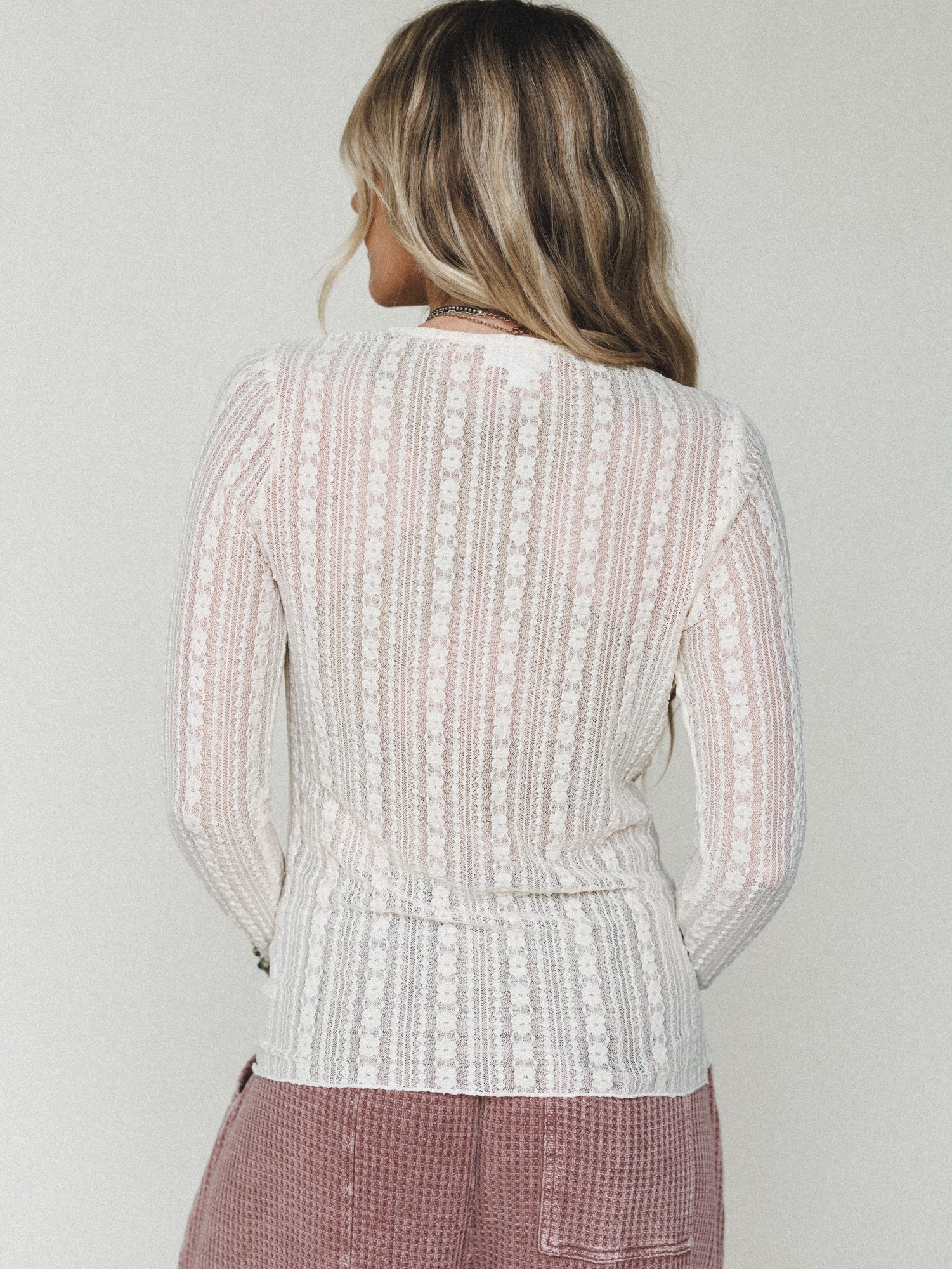 Quaint Darling Lace Long Sleeve Top - Cream - Image 6