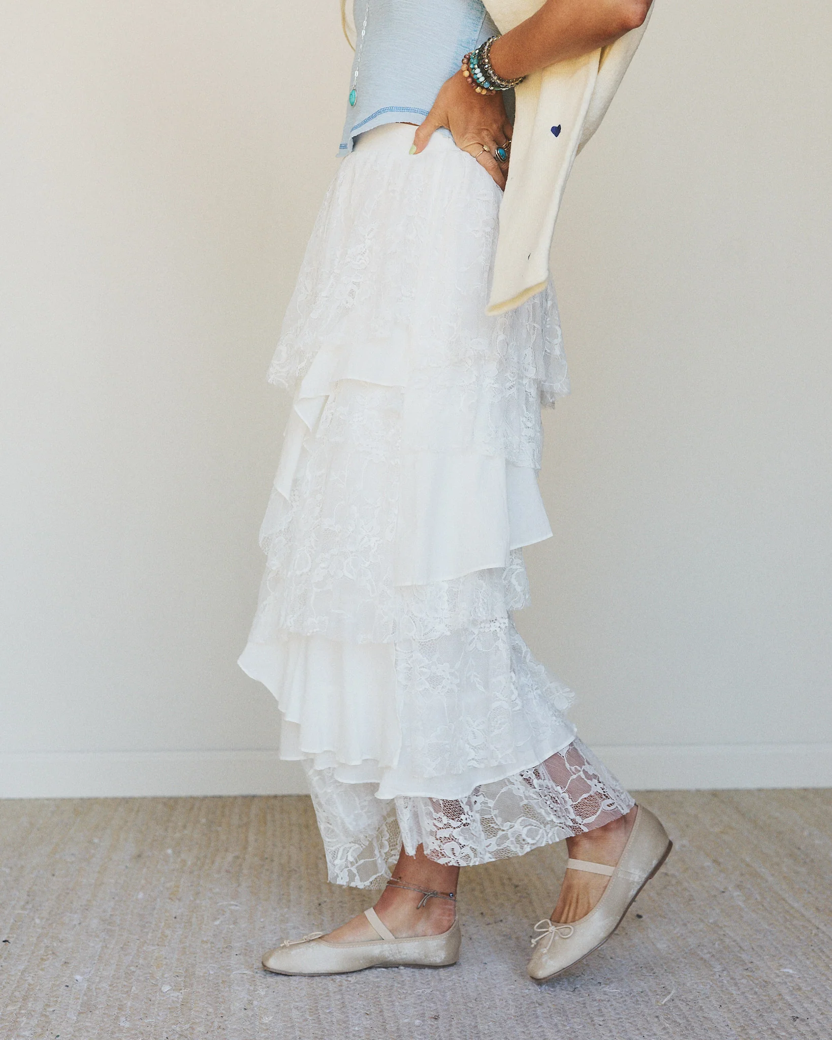 Quiet Getaway Lace Maxi Skirt - Off White - Image 5