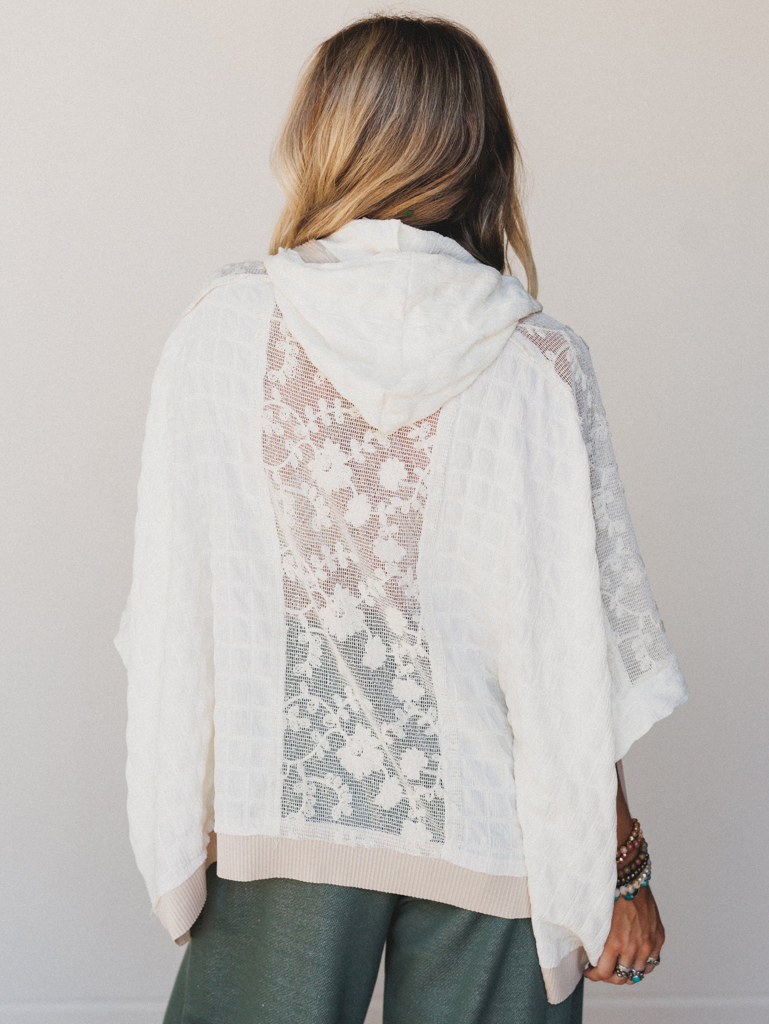 Radiant Wish Embroidered Hoodie Top - Ivory - Image 6