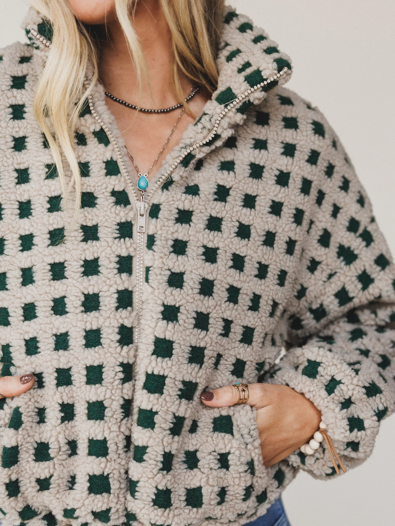 Ready Set Go Checkered Jacket - Taupe - Image 3