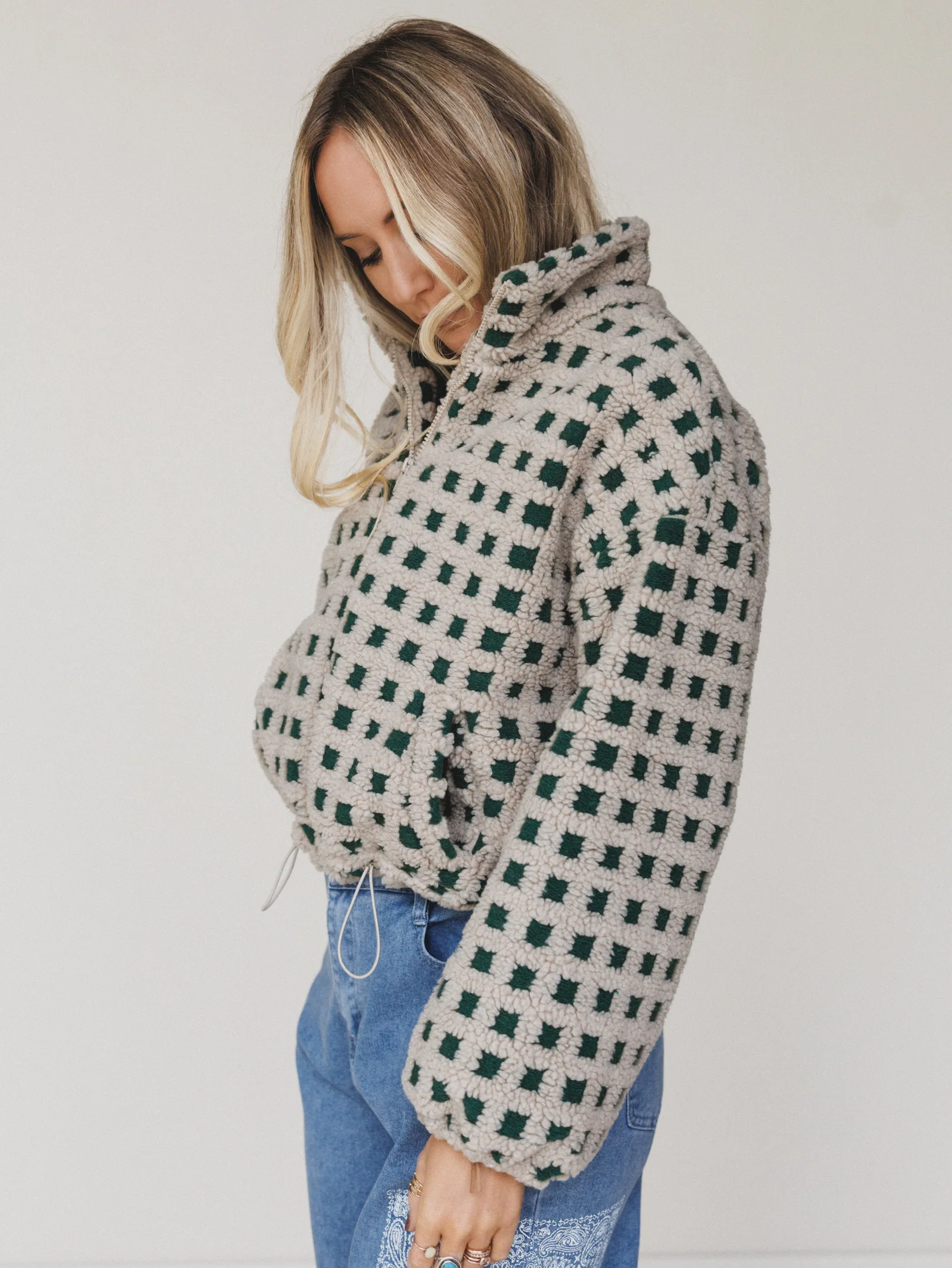 Ready Set Go Checkered Jacket - Taupe - Image 4