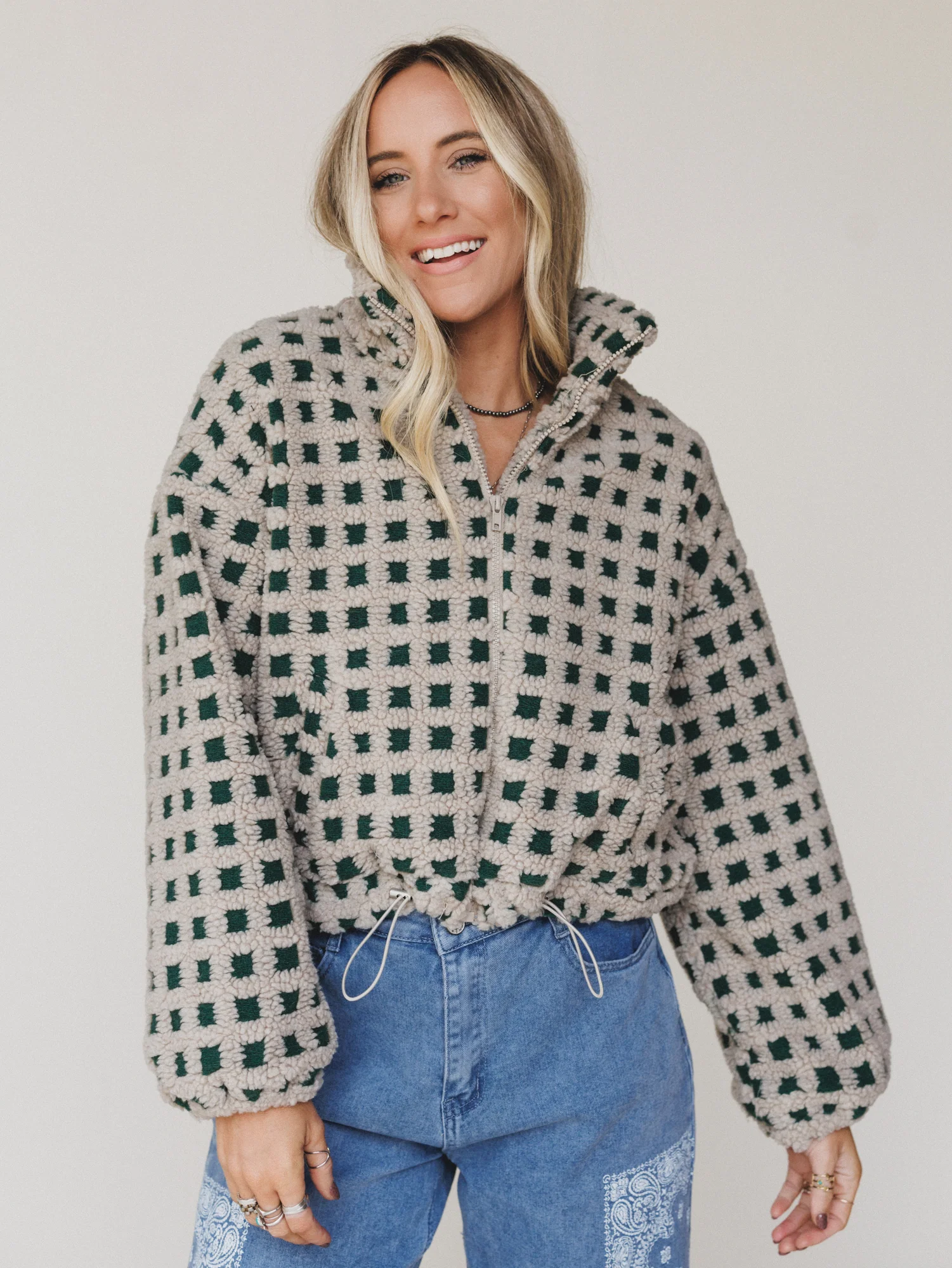 Ready Set Go Checkered Jacket - Taupe - Image 2