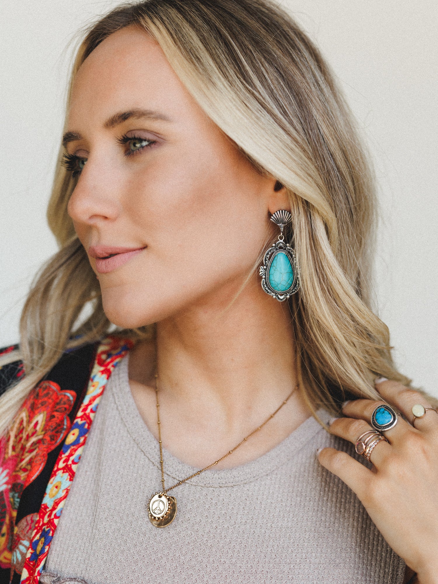 Reba Earrings - Turquoise - Image 2