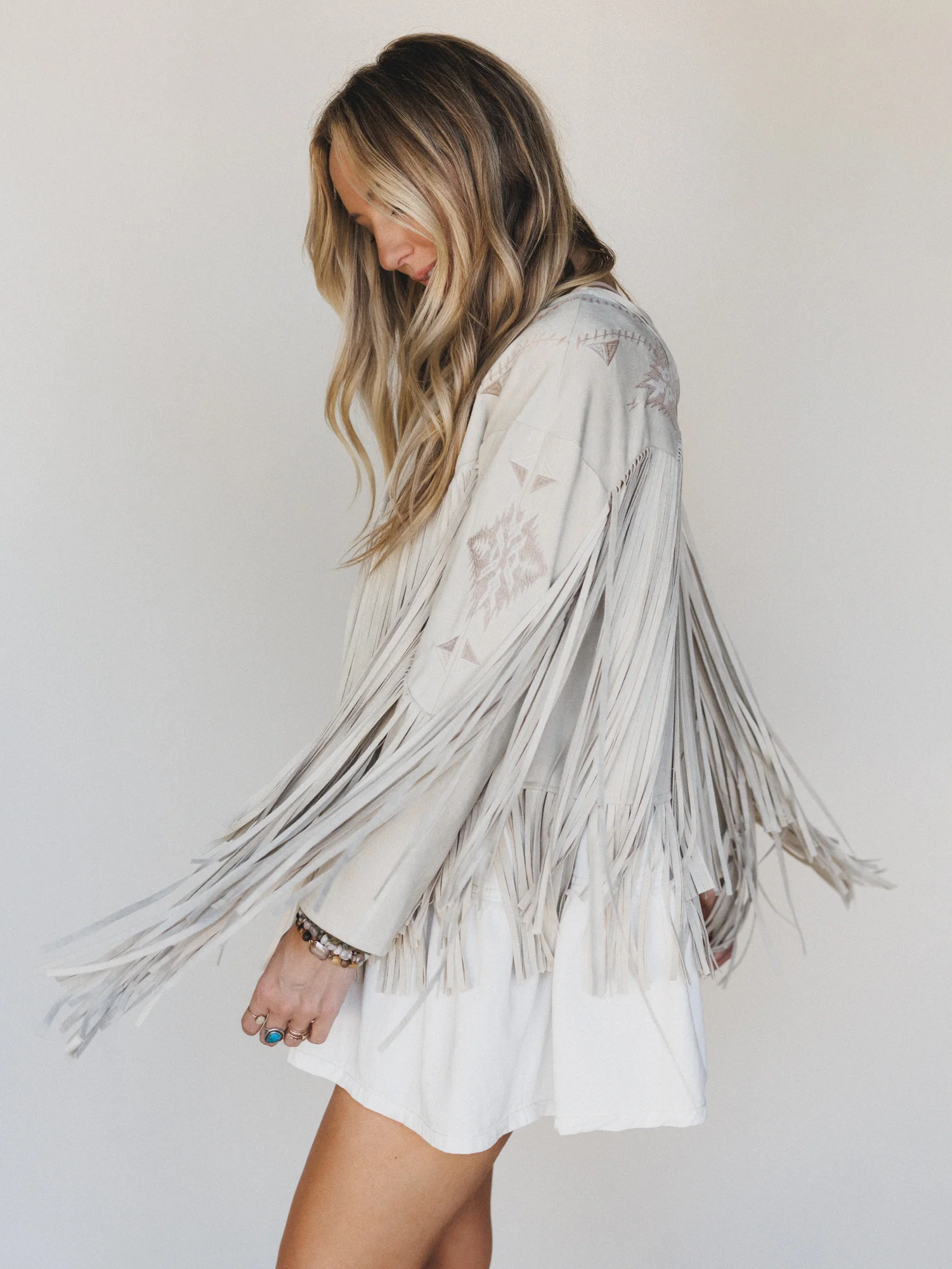 Reba Fringe Embroidered Jacket - Sand - Image 2