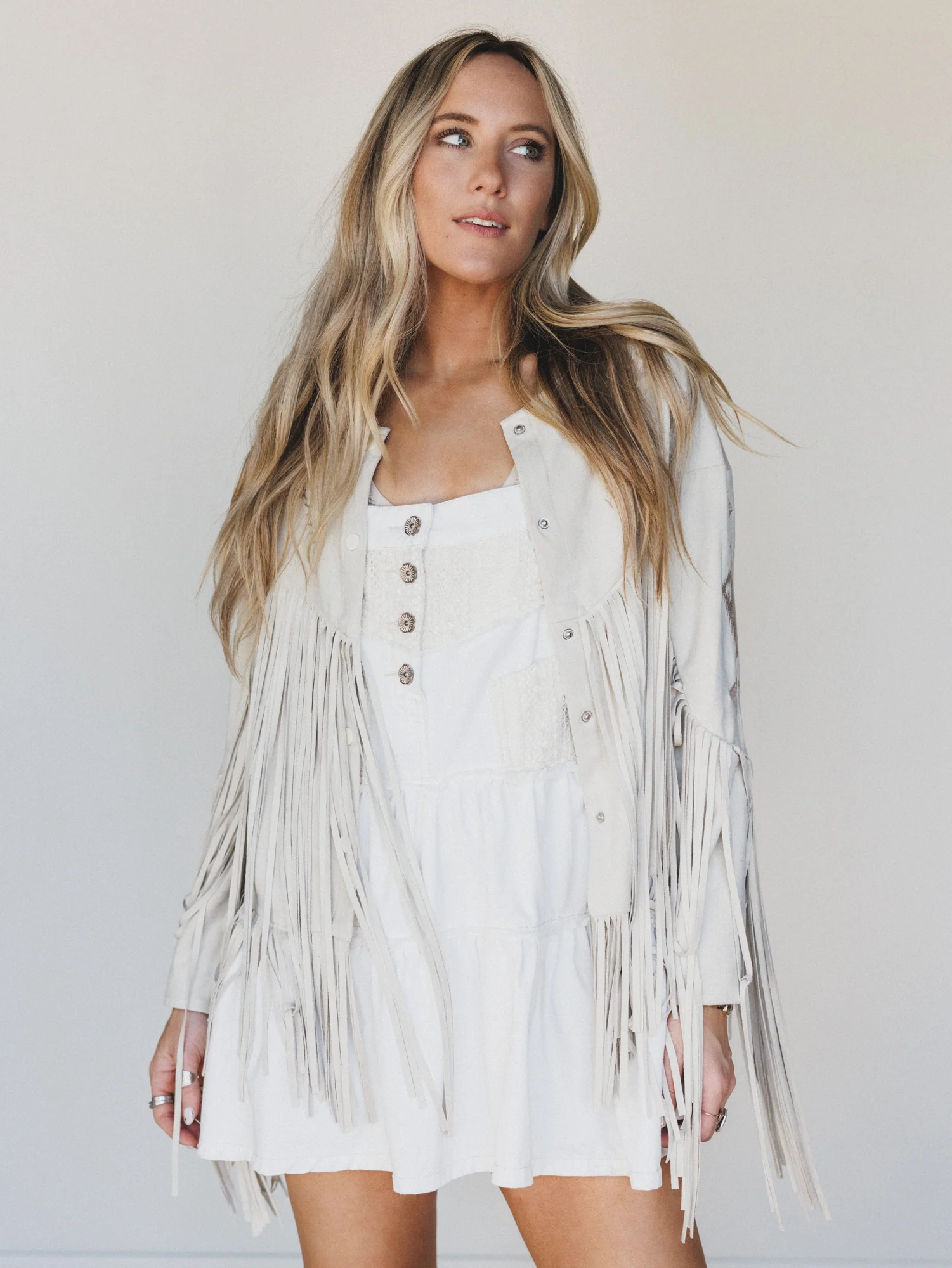 Reba Fringe Embroidered Jacket - Sand