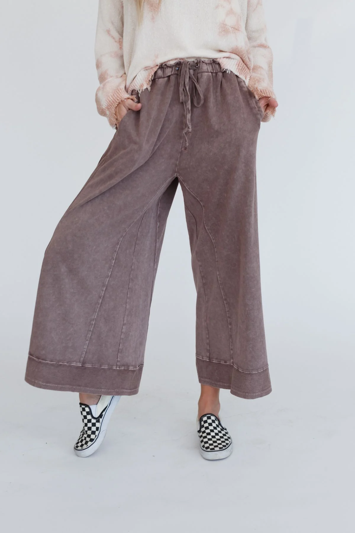 Relaxed Vibes Wide Leg Pants - Mauve - Image 3