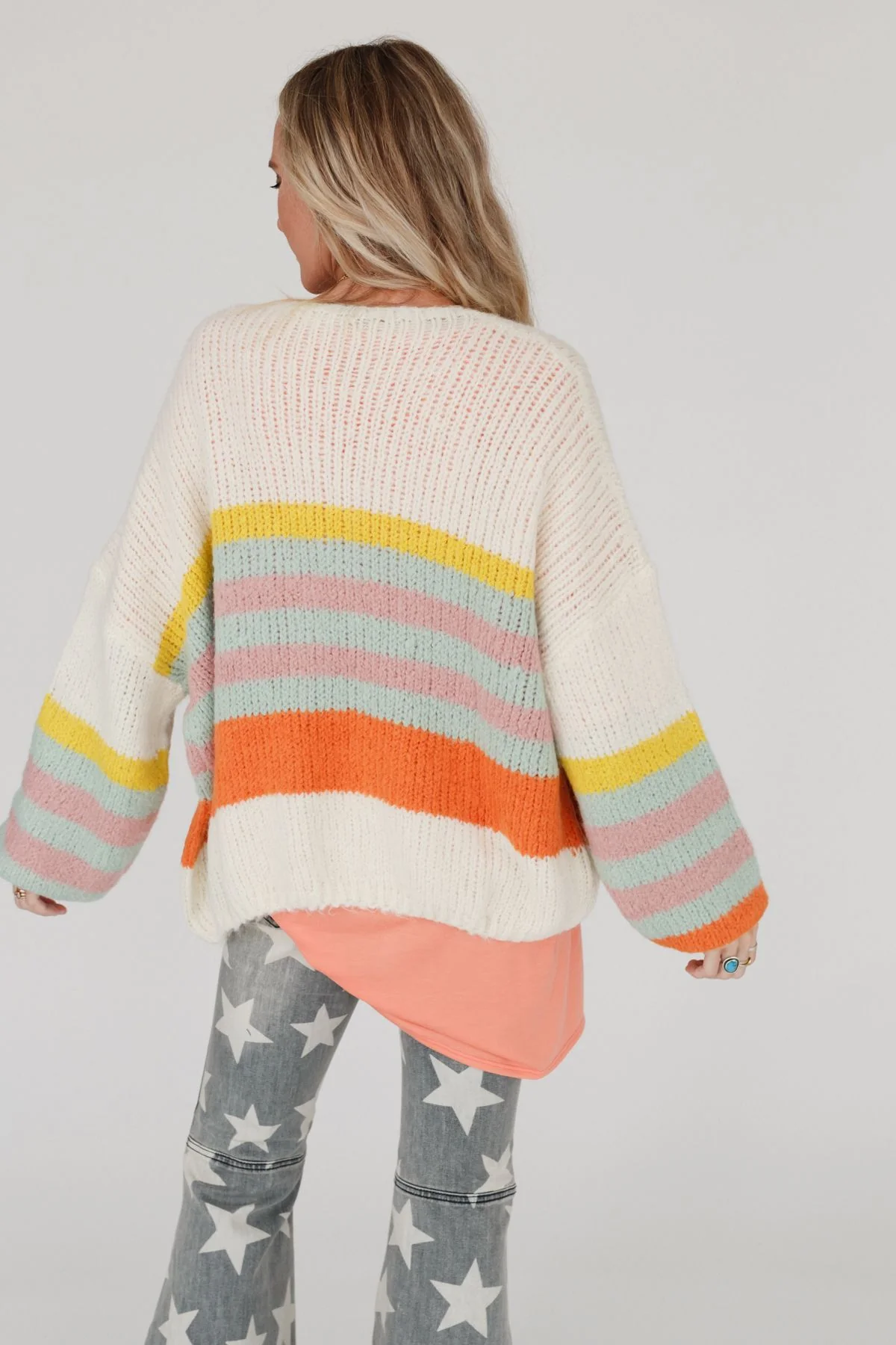 Retro Babe Striped Cardigan - Cream - Image 4