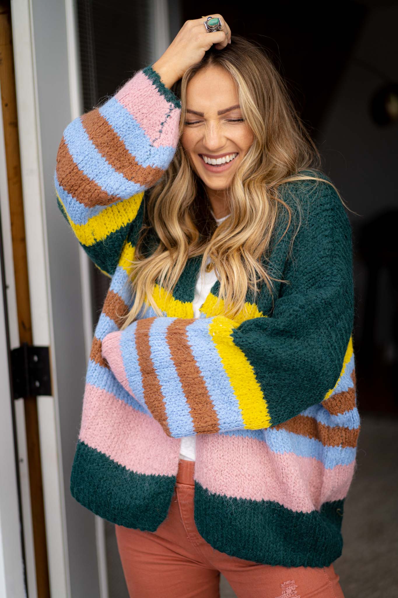 Retro Babe Striped Cardigan - Multi - Image 2