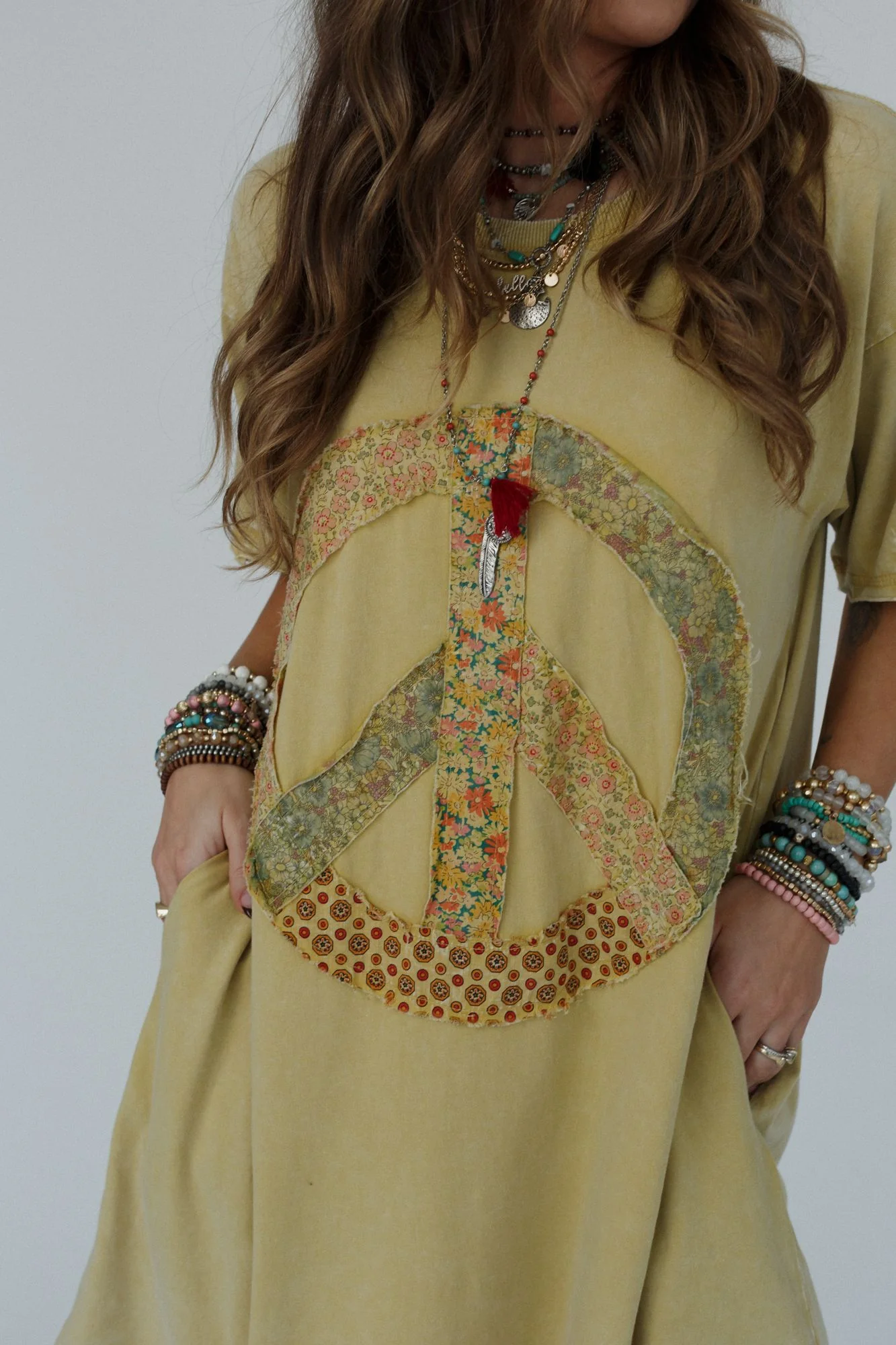 Retro Peace Tunic - Mustard - Image 2