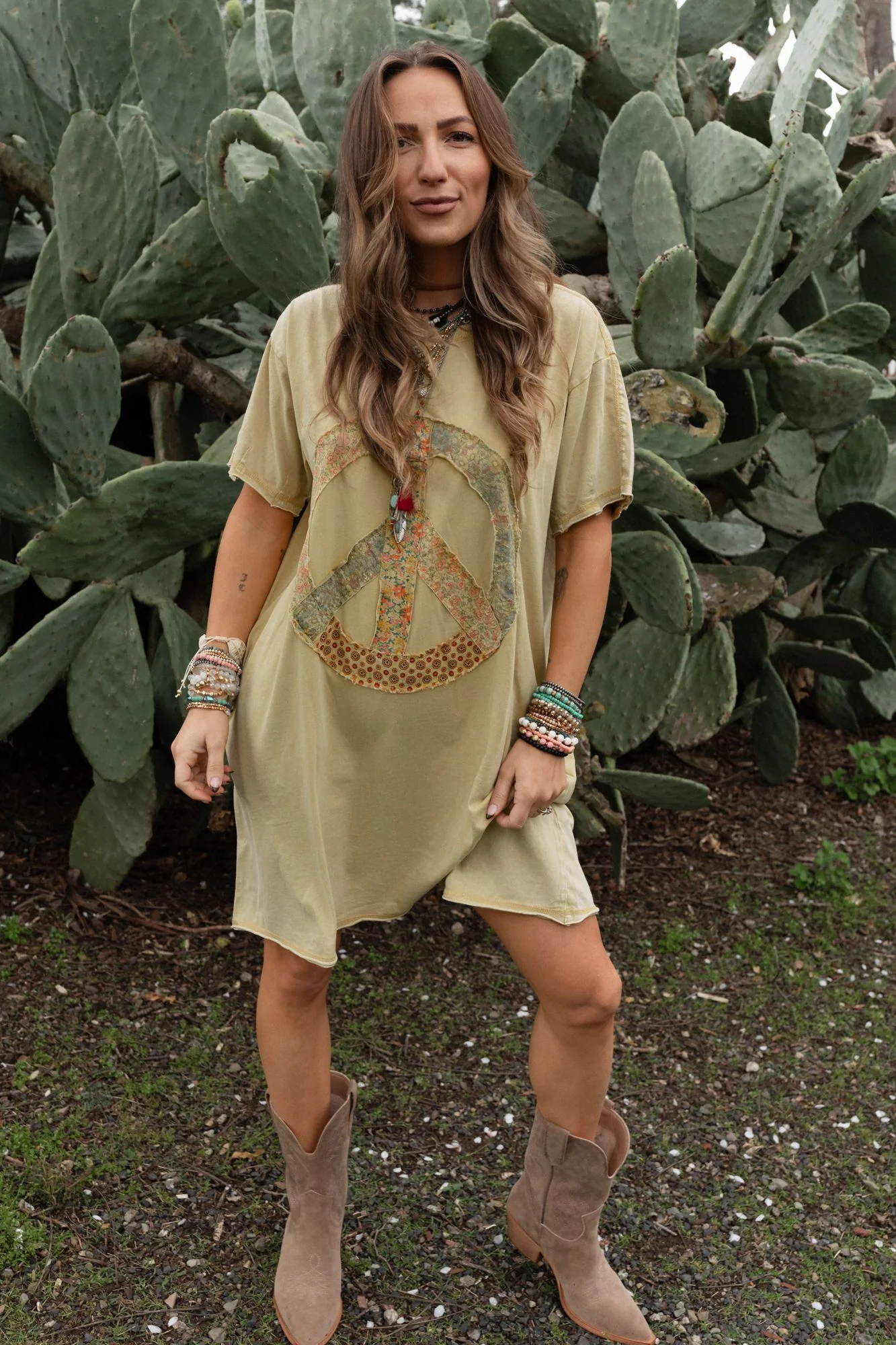 Retro Peace Tunic - Mustard - Image 3
