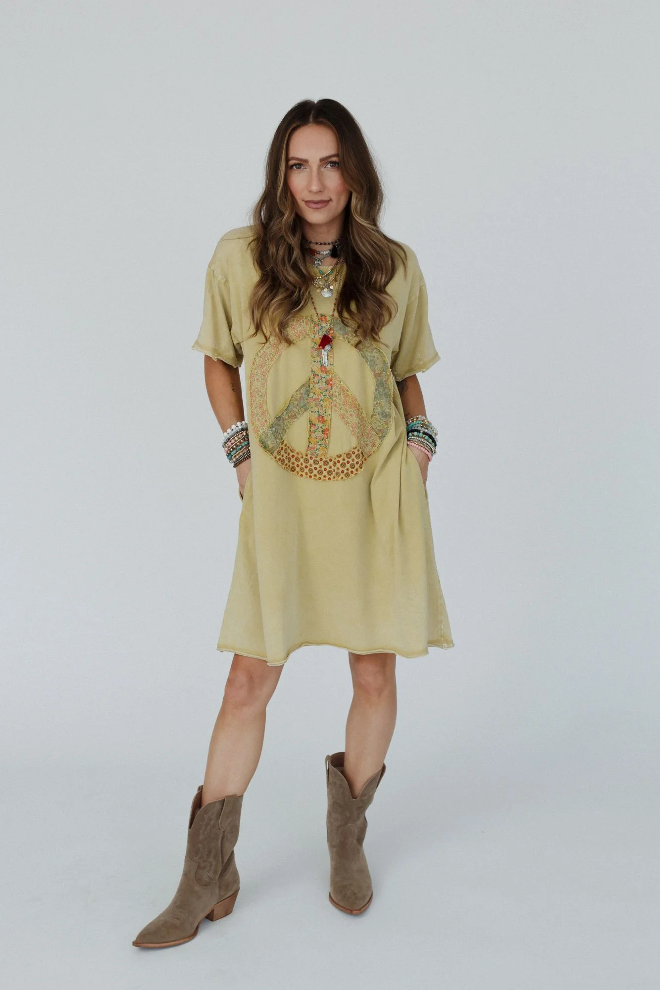 Retro Peace Tunic - Mustard - Image 7