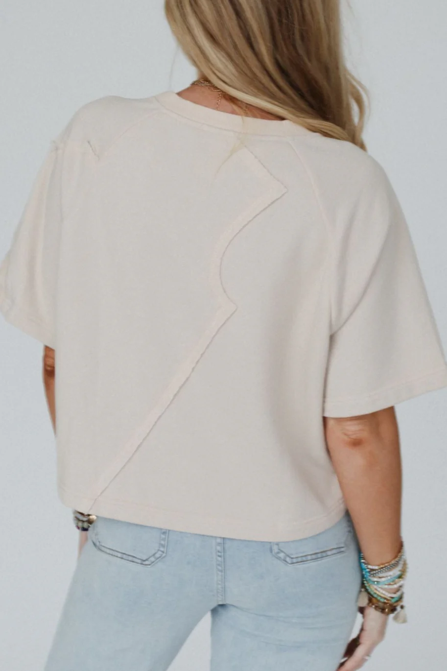 Retro Rivet Top - Beige - Image 4