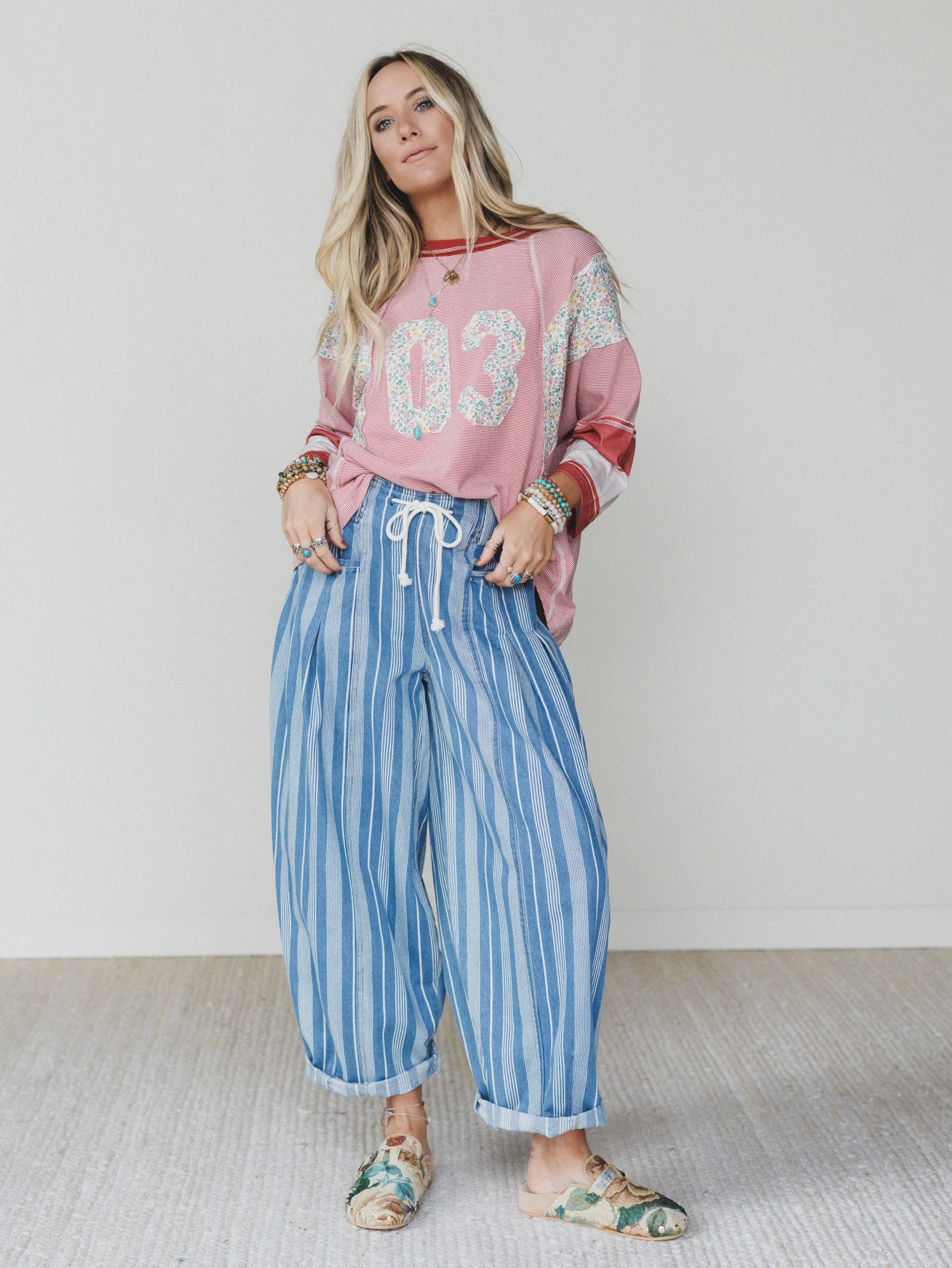 Right Step Striped Pants - Light Denim - Image 5