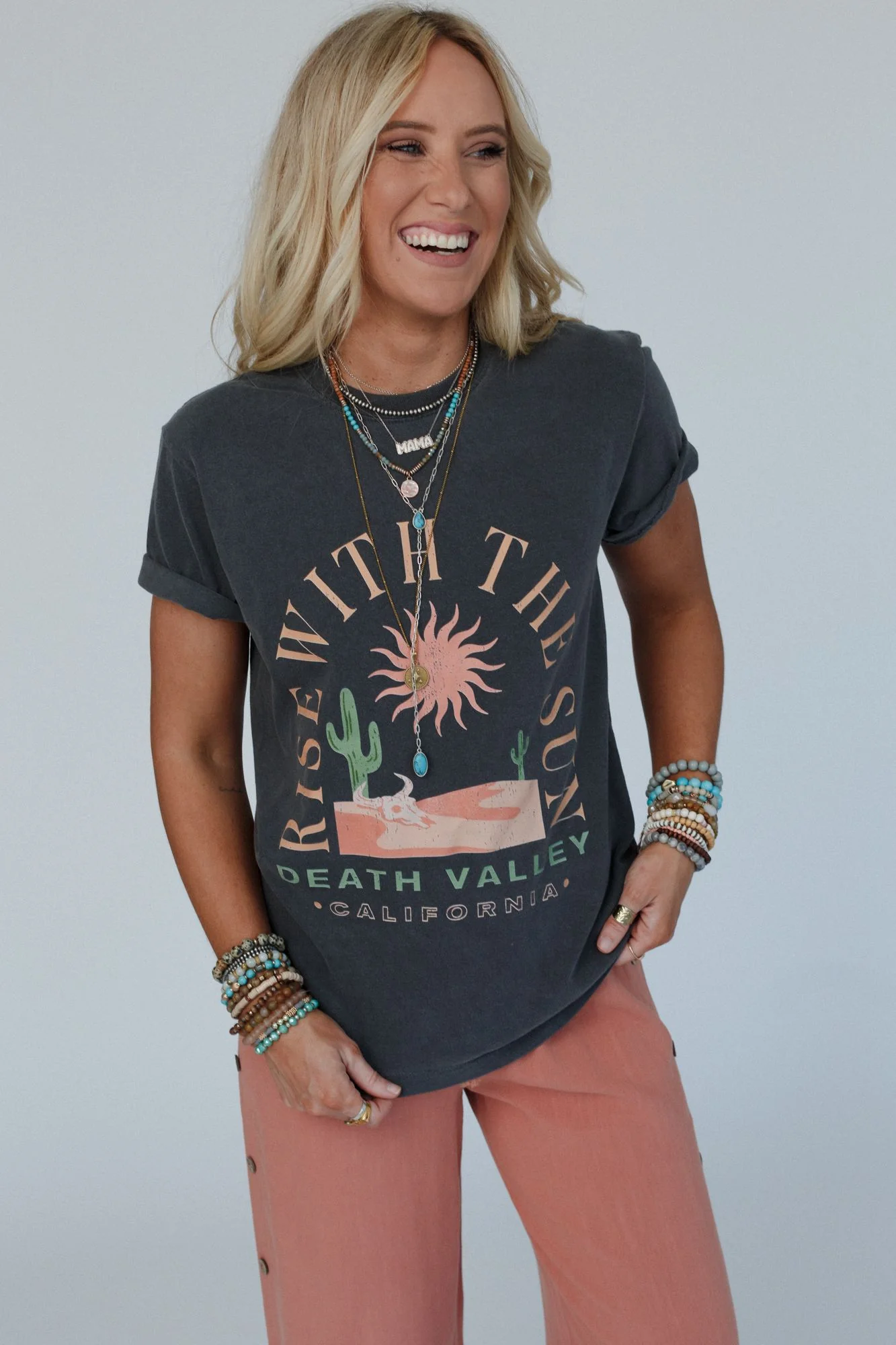 Rise With The Sun Graphic Tee - Charcoal - Image 5