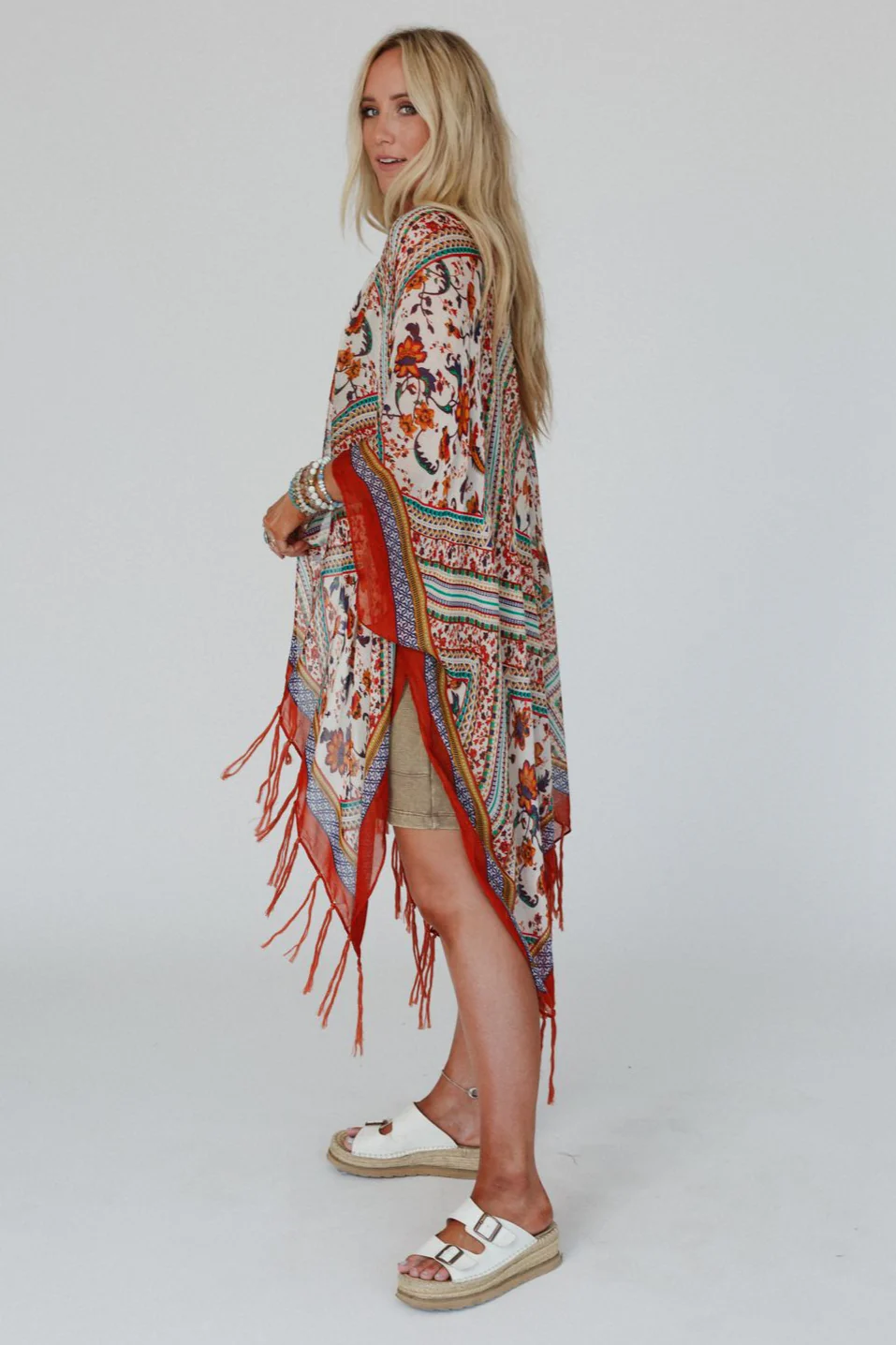 Riviera Border Print Kimono - Rust - Image 3